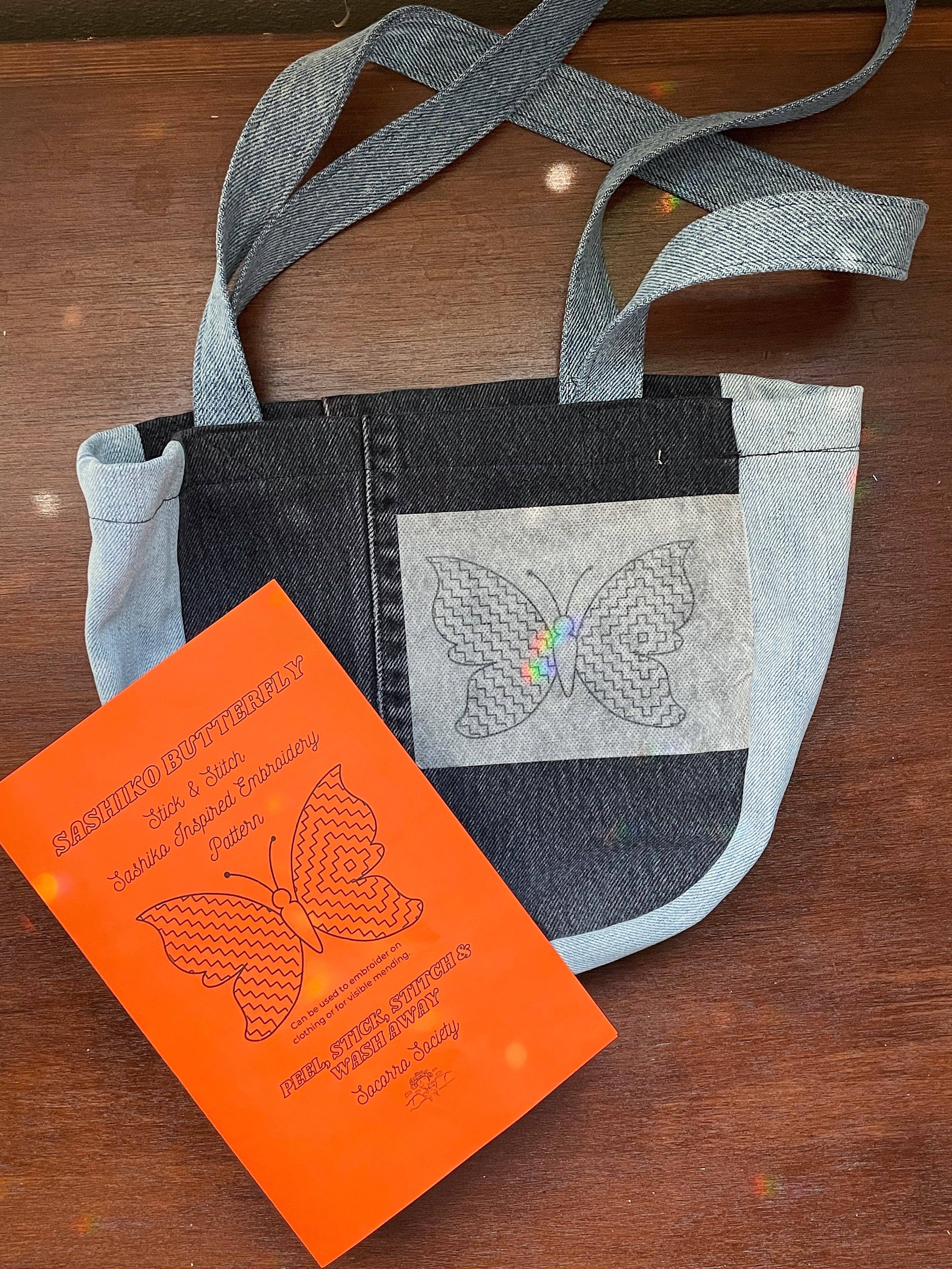 Sashiko Butterfly - Visible Mending Stick and Stitch Pattern
