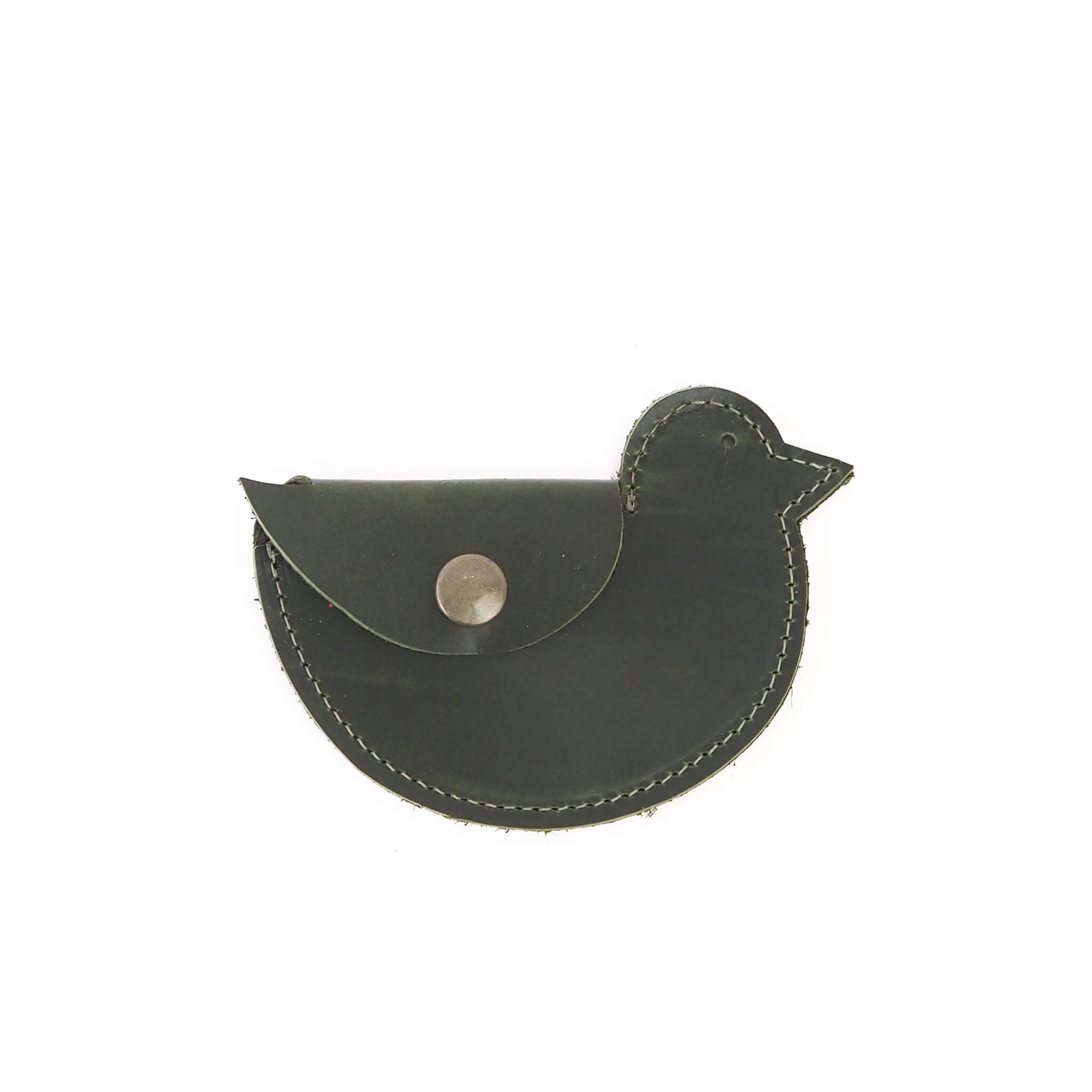ami wallet mini bird handmade leather - pine front view