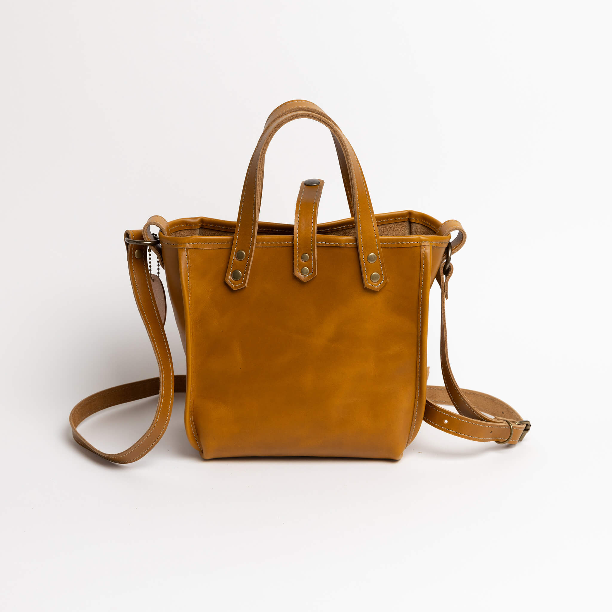 belfast tote crossbody compact - handmade leather - sunflower back view