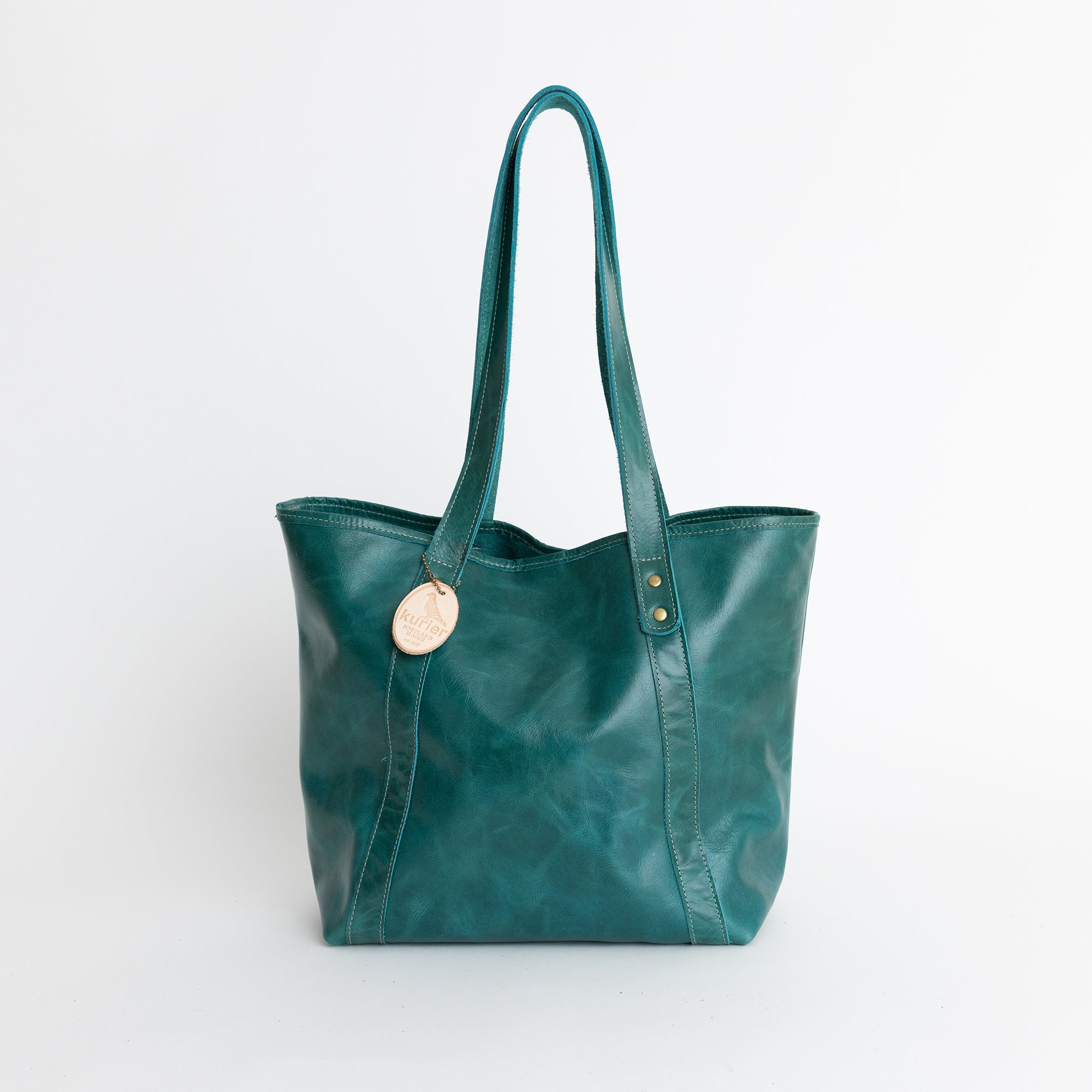 blue hill tote - travel bag non slip - handmade leather - ocean front view
