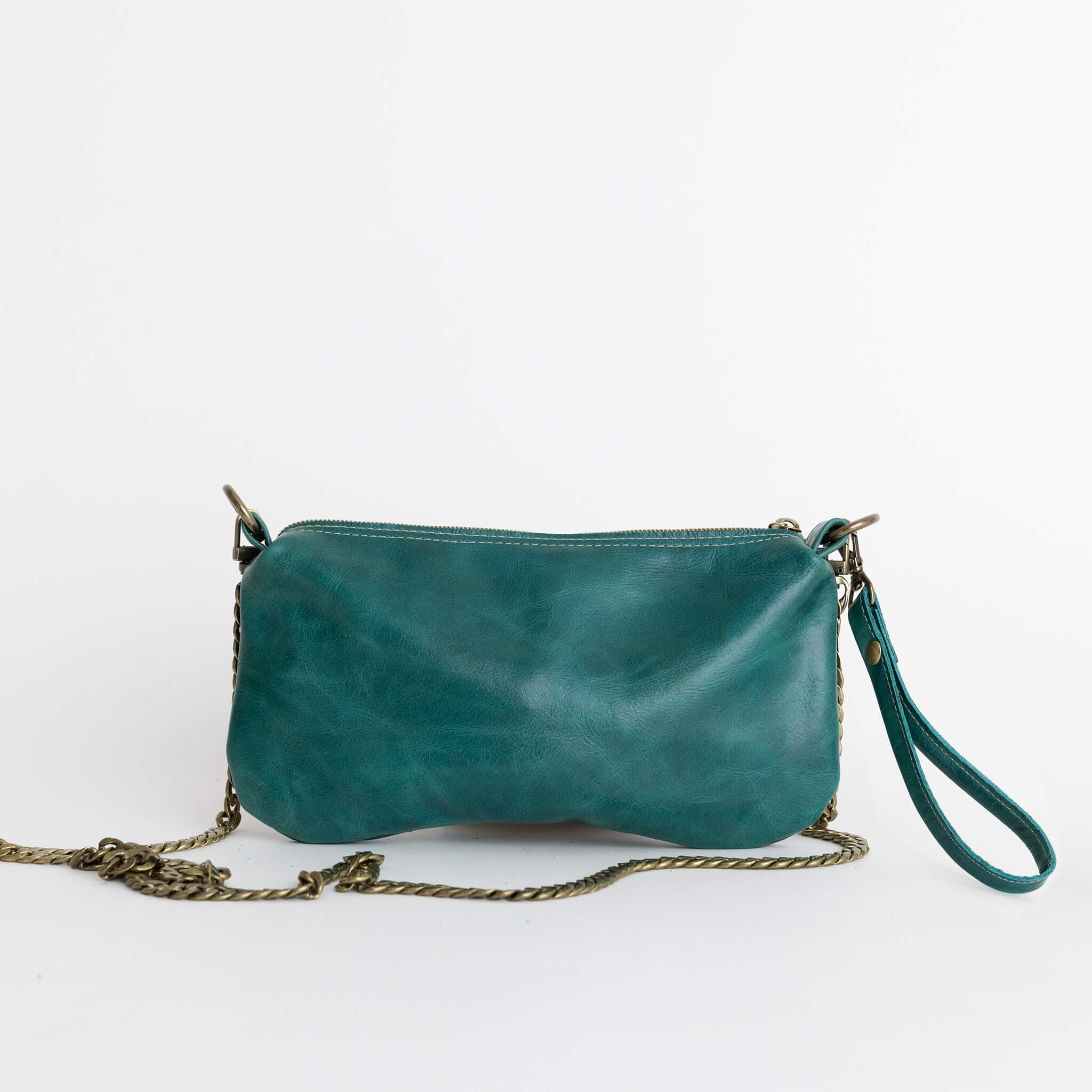 camden crossbody clutch wristlet - handmade leather - ocean front view