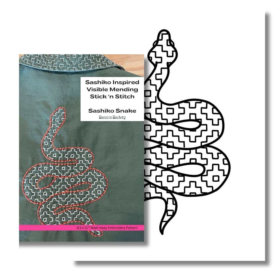 Sashiko Snake - Visible Mending Stick and Stitch Pattern
