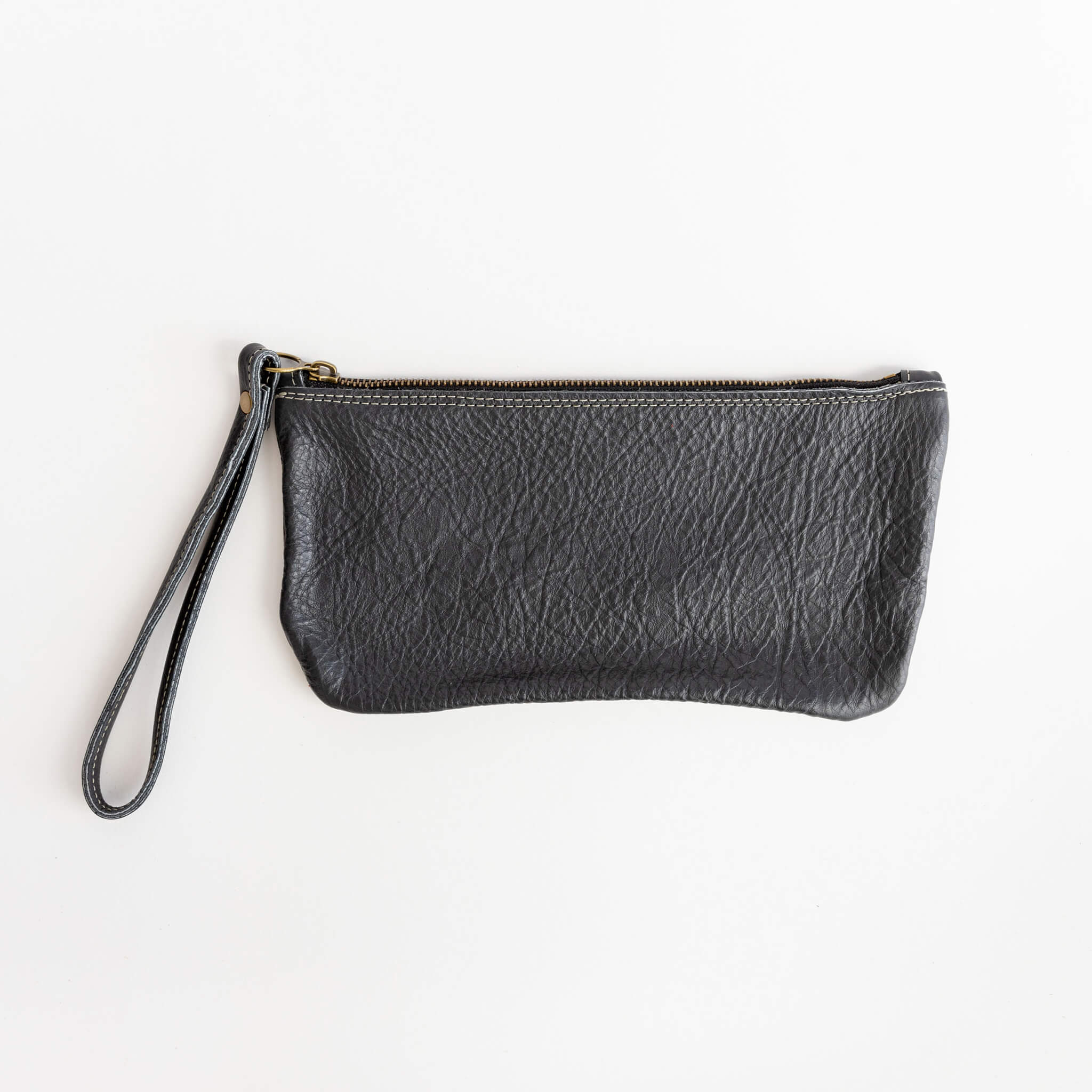 francis clutch - wristlet - handmade leather - charcoal front view