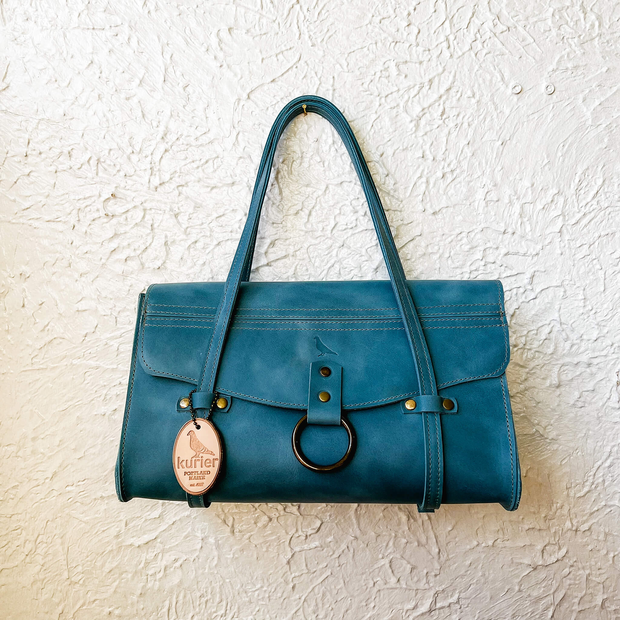 gabrielle handbag - handmade leather - sky front view