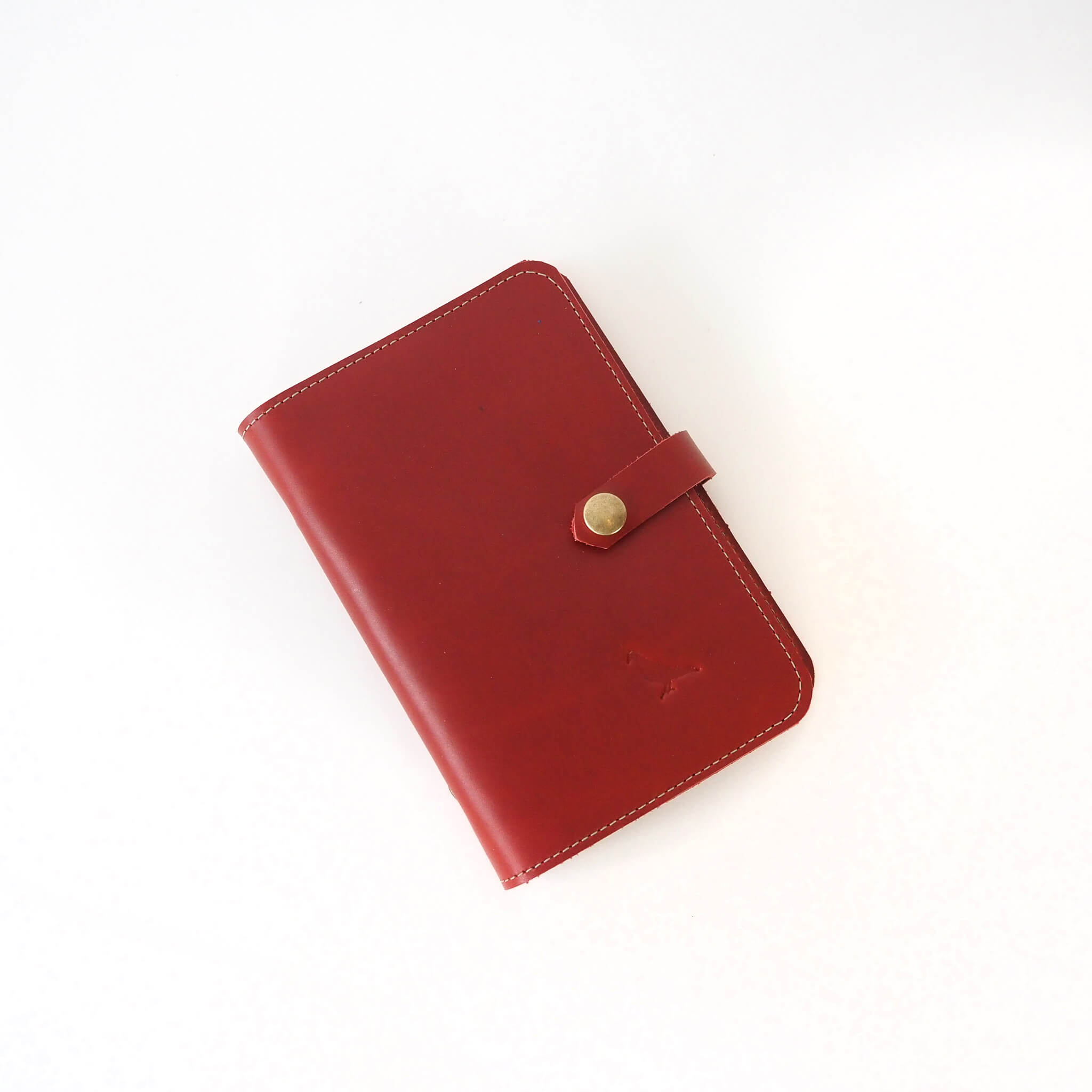 journal a6 - handmade leather - cherry top view