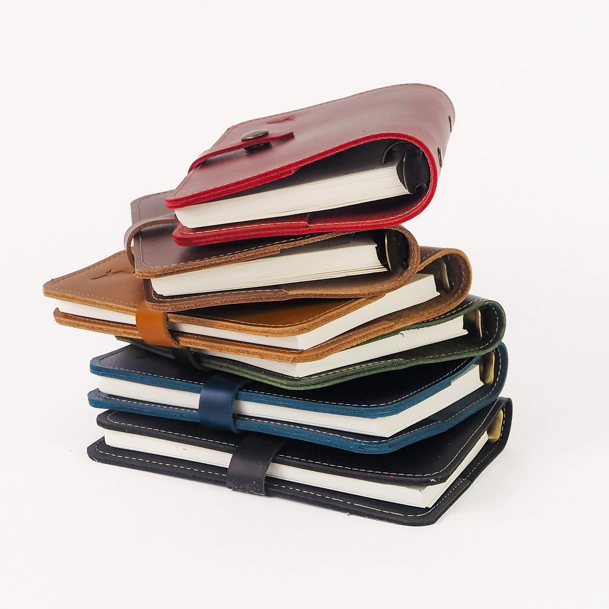 journal a6 - handmade leather - group side view