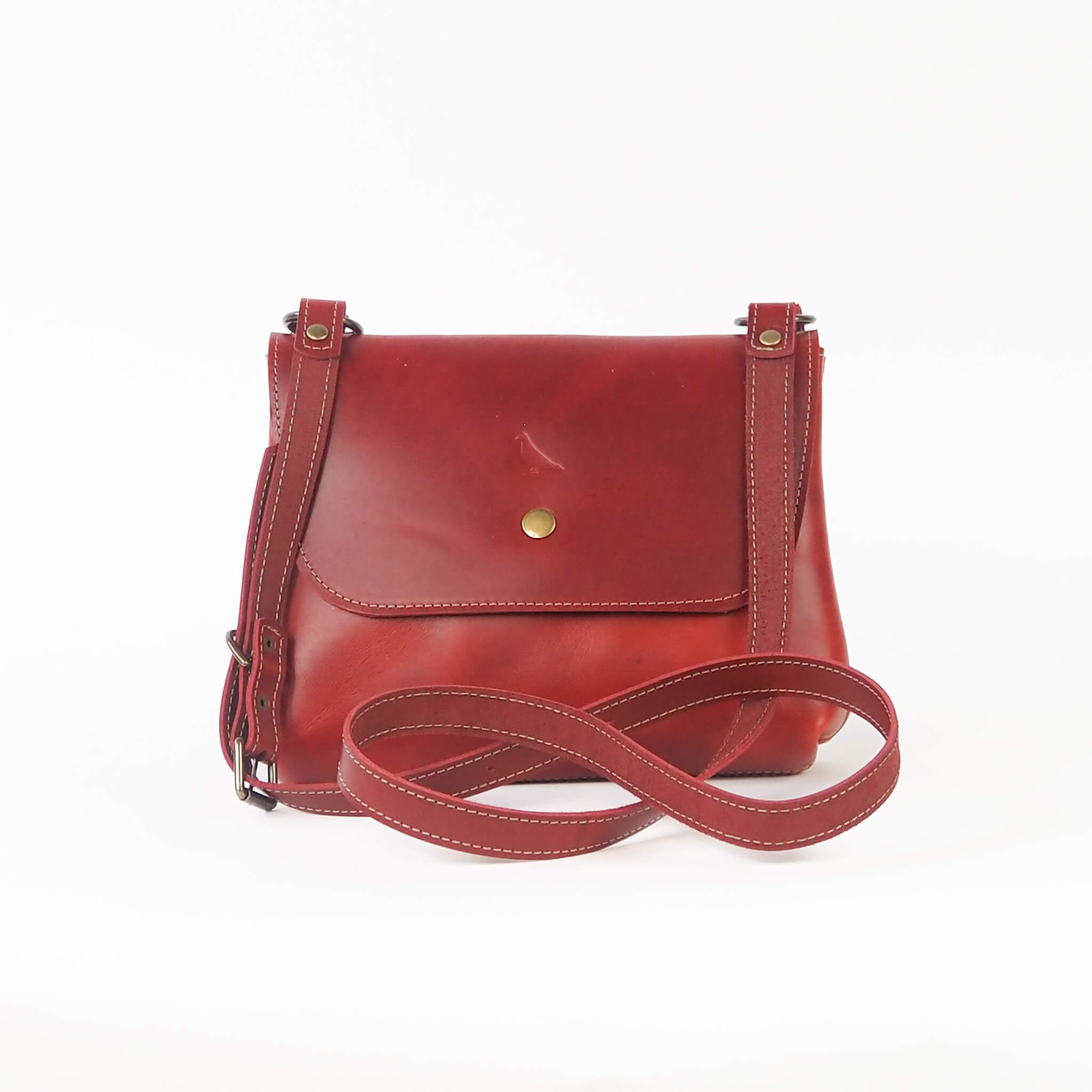 lola handbag crossbody adjustable handmade leather - cherry front view