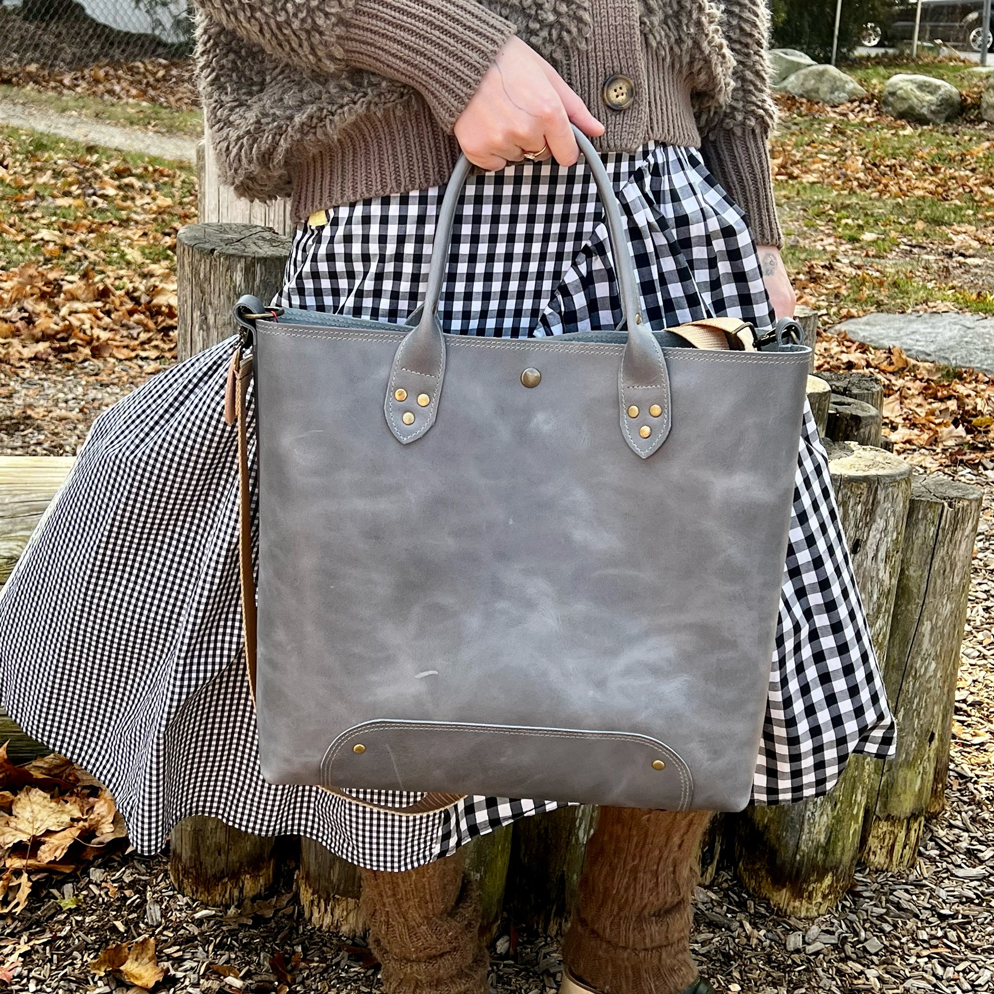 maine tote crossbody travel bag - handmade leather - jean