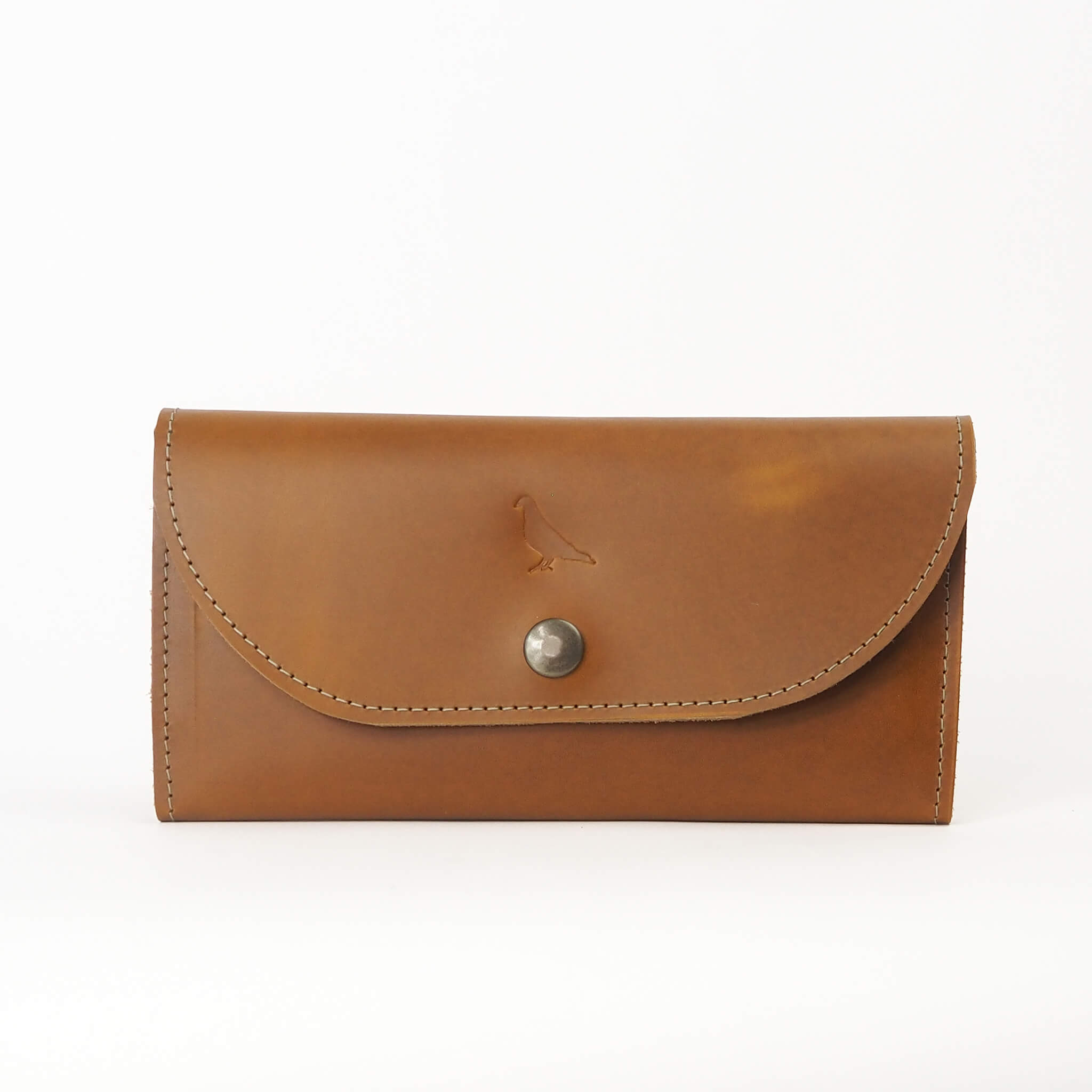 millie wallet large trifold clutch handmade leather - sunflower front view