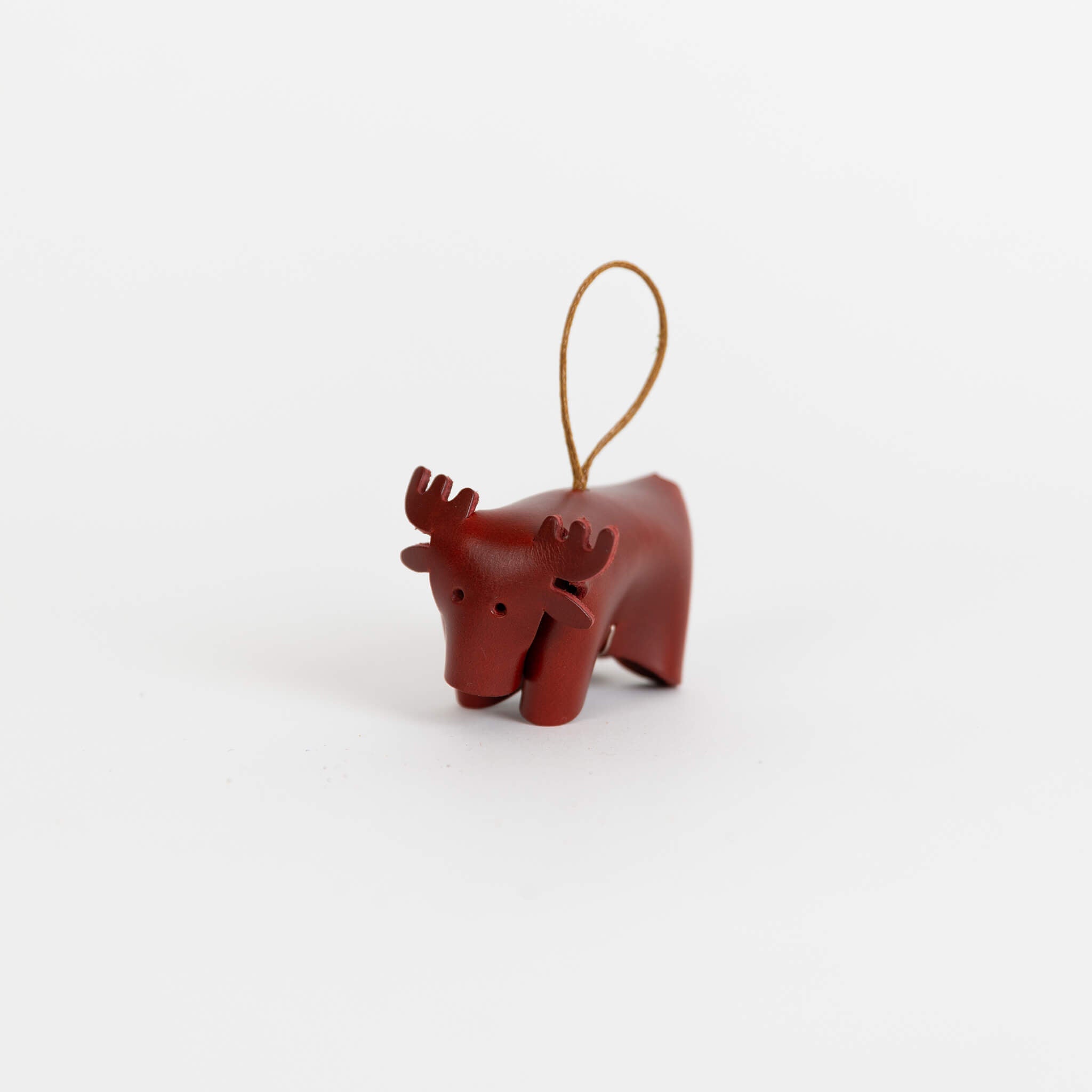 moose leather ornaments - handmade leather cherry view