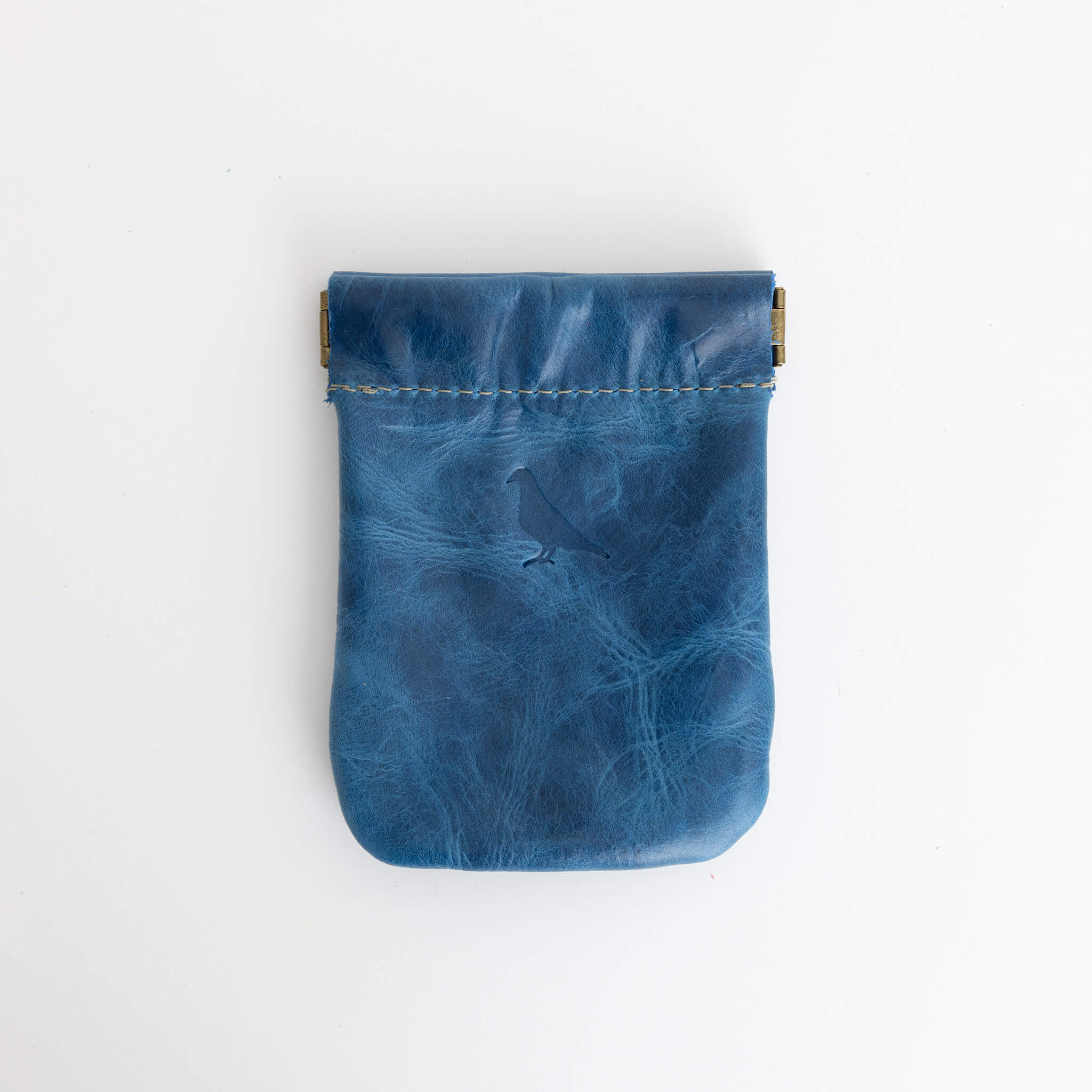 pilu pouch unisex kiss-close pouch - handmade leather - royal front view