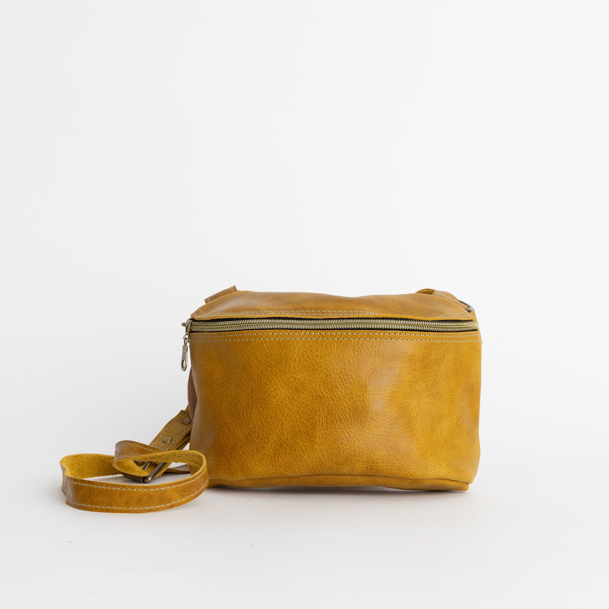 willard convertible tote crossbody fanny - handmade leather - honey front view