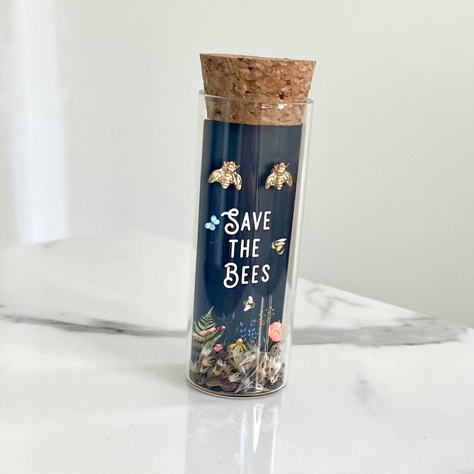 Save the Bees Stud Earrings + Bee Friendly Wildflower Seeds
