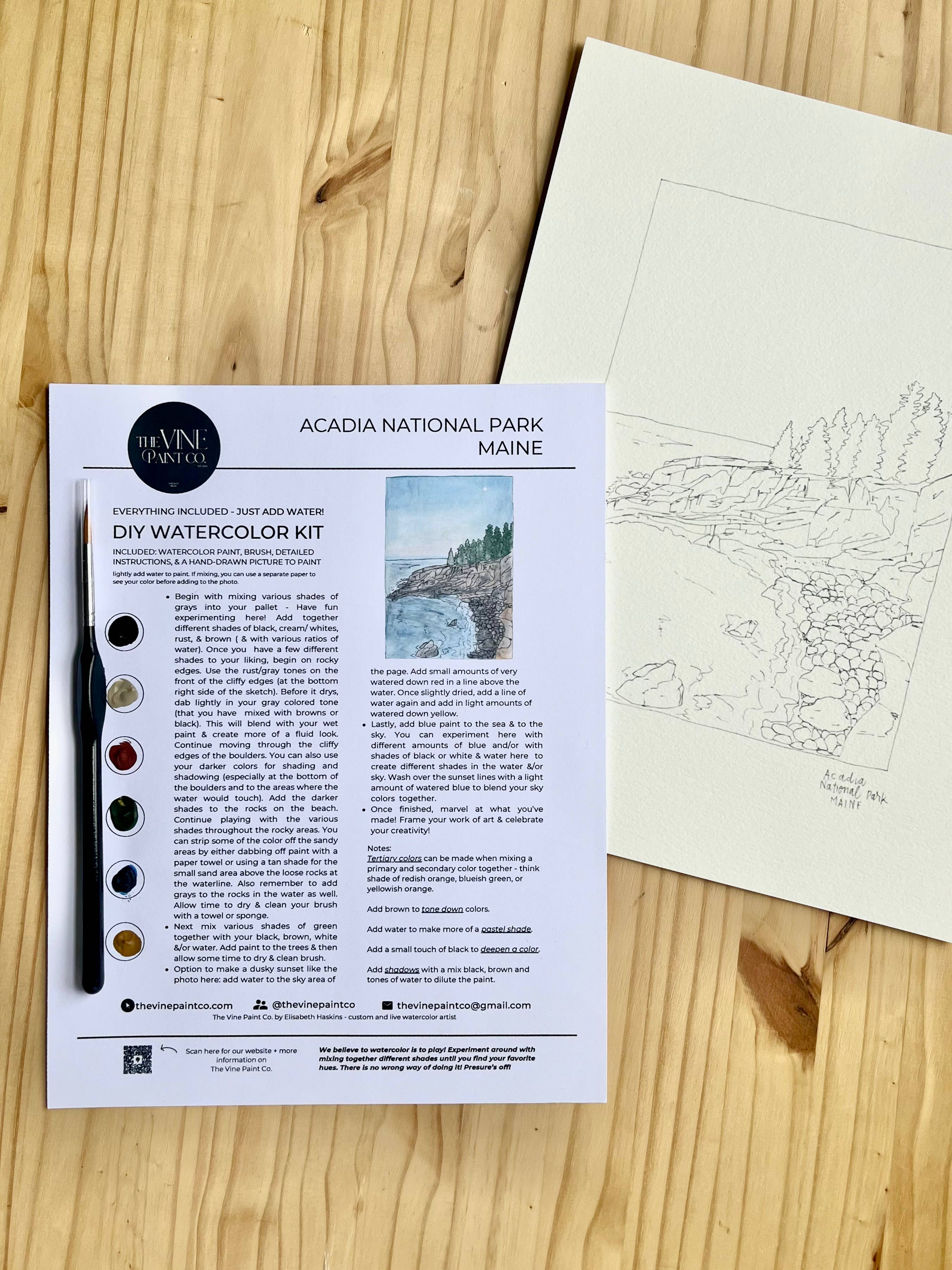 Acadia - National Park Watercolor DIY Kit 