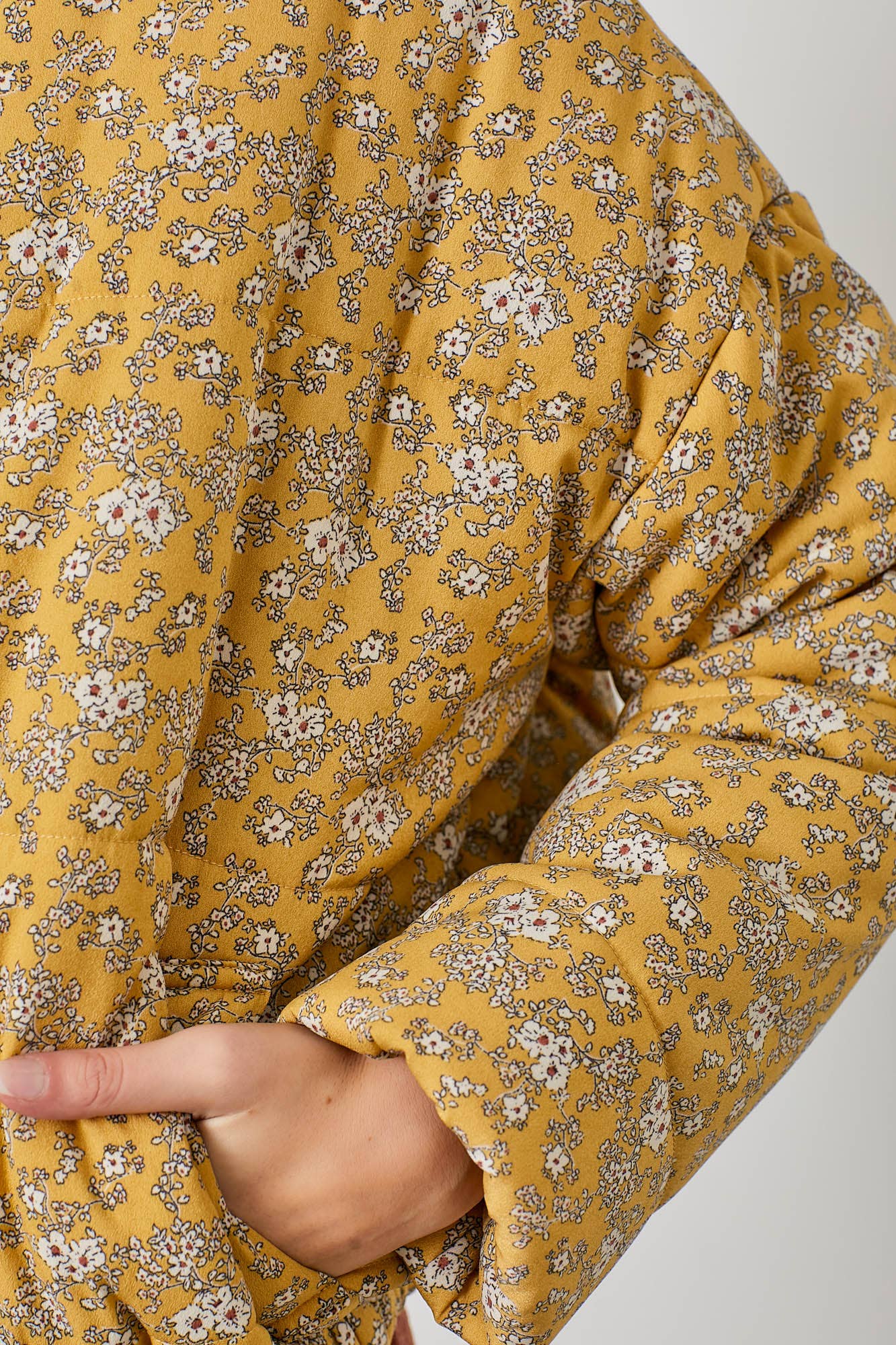 Yellow Floral Puffer Jacket