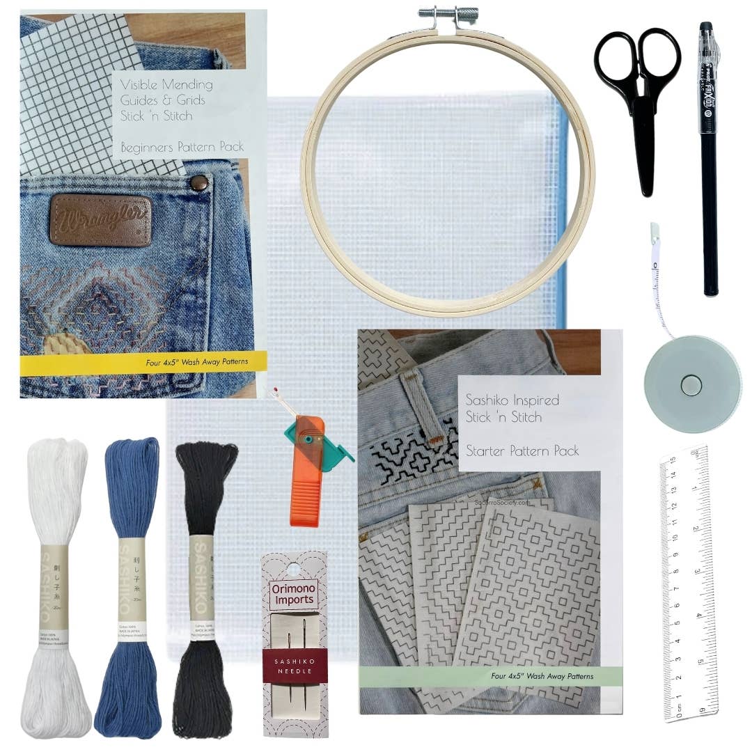 Basics Of Visible Mending Kit w/ Embroidery Booklet + Tools
