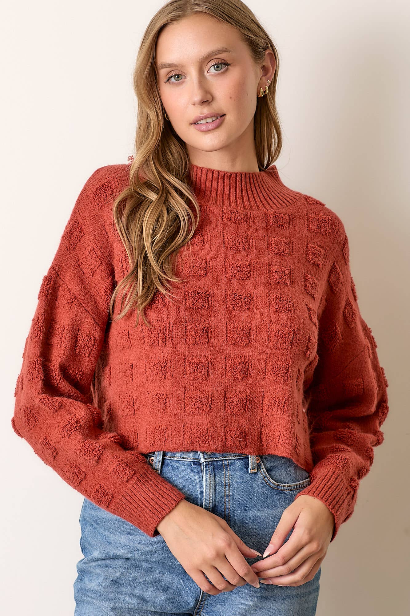 Mock Turtle Neck Knit Sweater