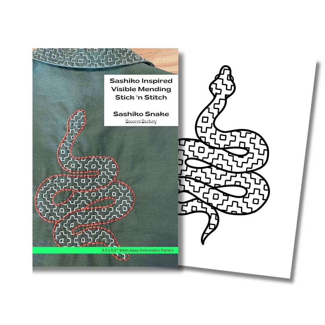 Sashiko Snake - Visible Mending Stick and Stitch Pattern