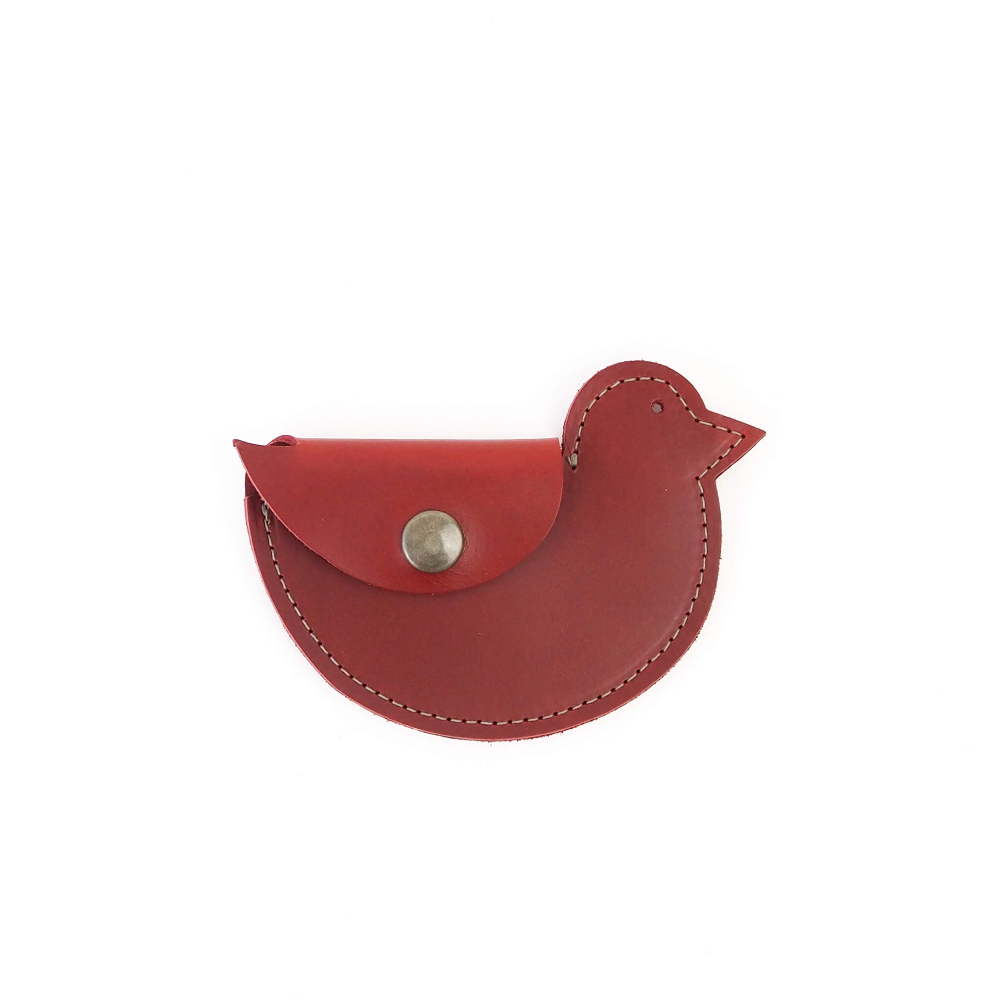 ami wallet mini bird handmade leather - cherry front view