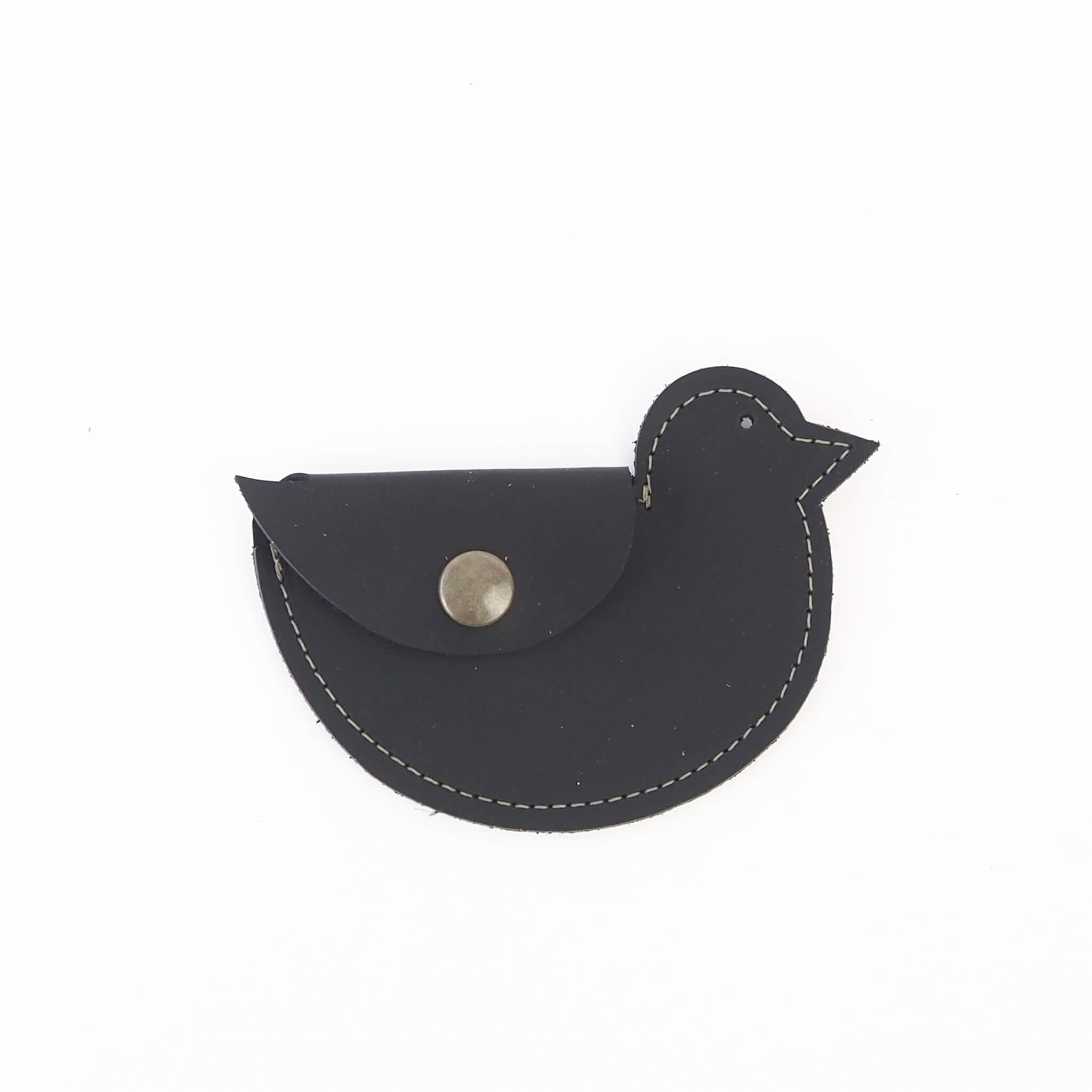 ami wallet mini bird handmade leather - coal front view