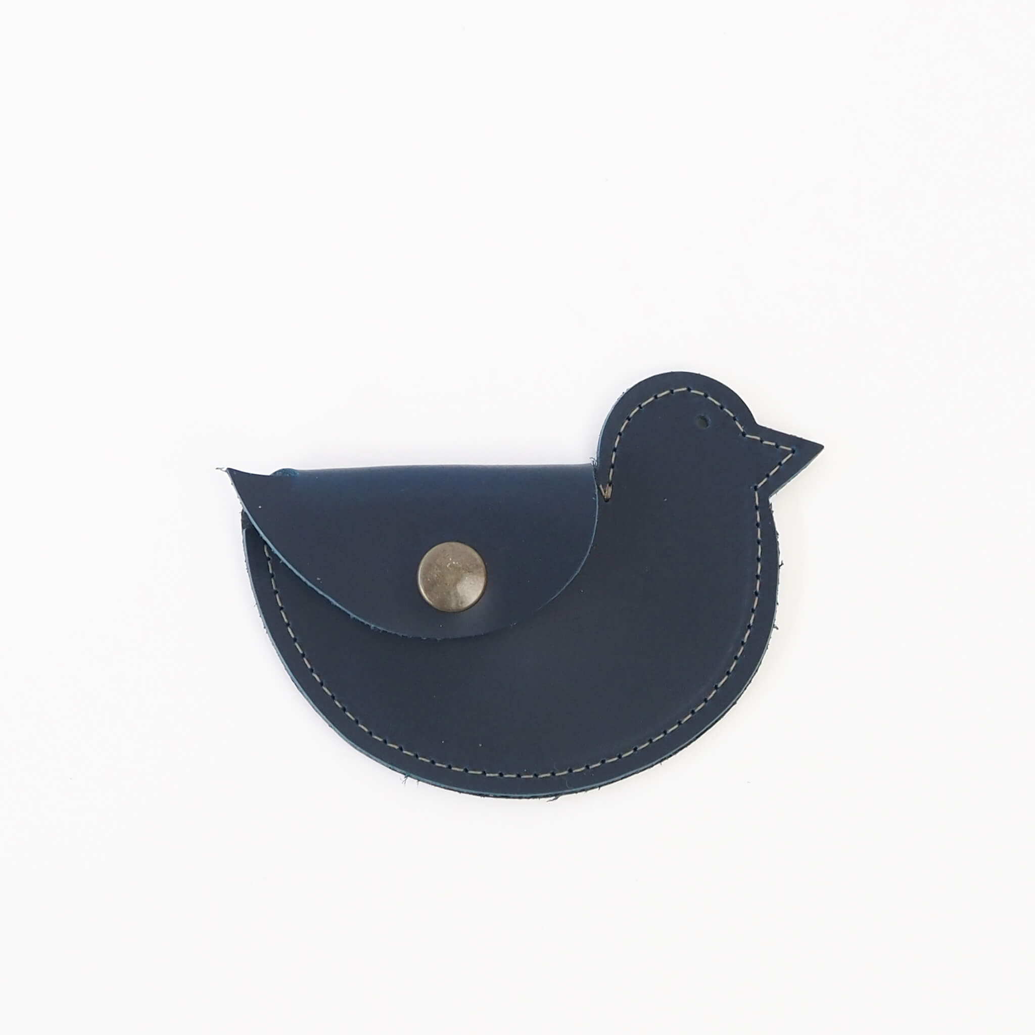 ami wallet mini bird handmade leather - denim front view