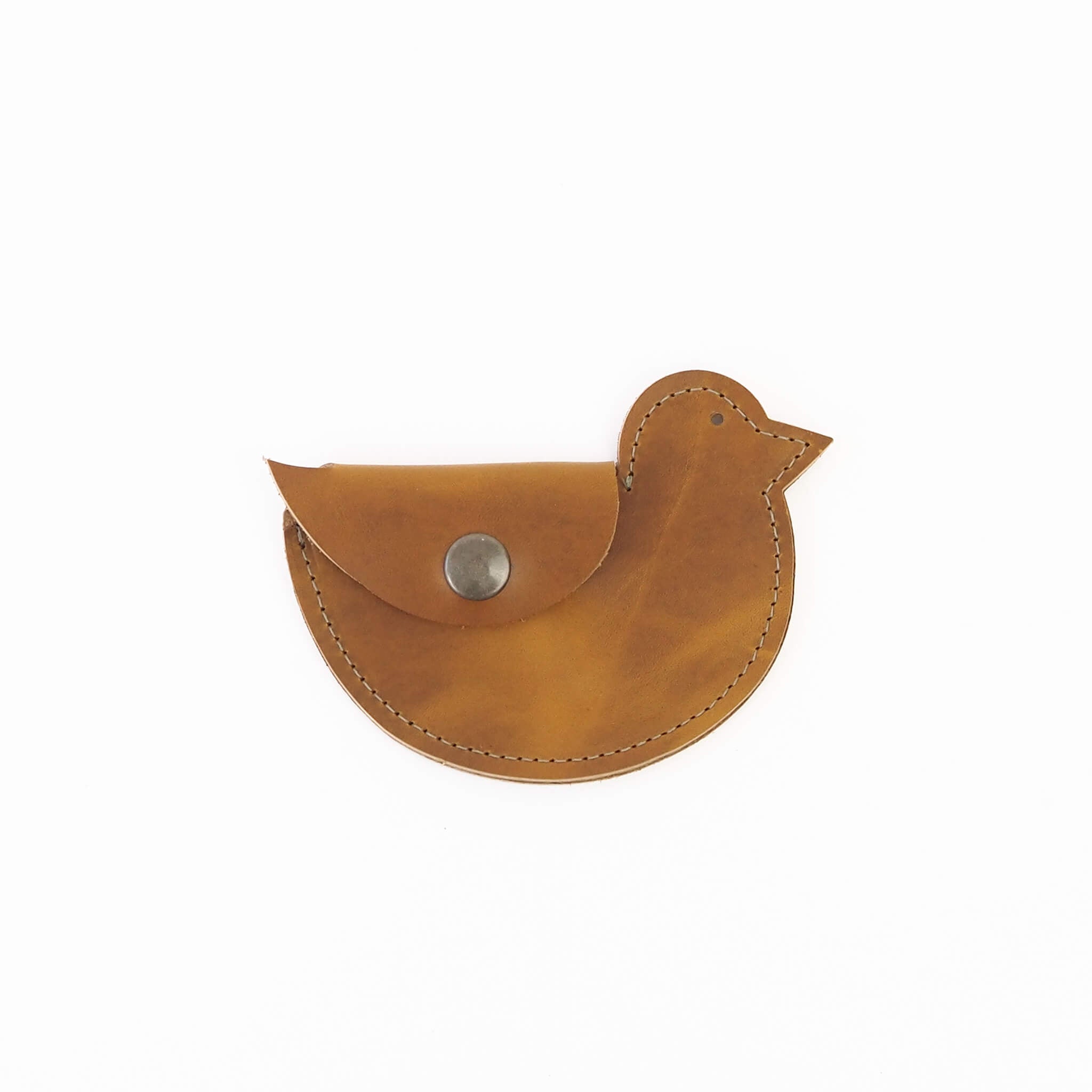 ami wallet mini bird handmade leather - sunflower front view