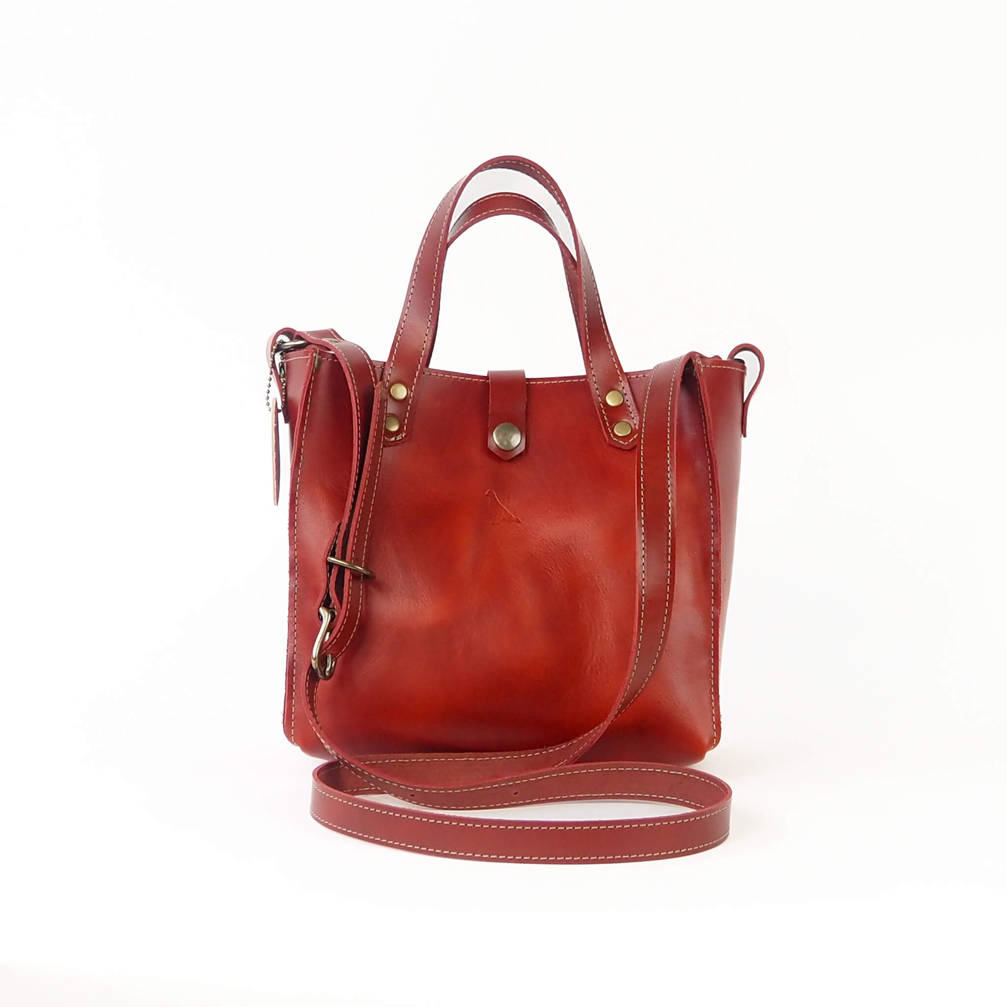 bess handbag tote crossbody handmade leather - cherry front view