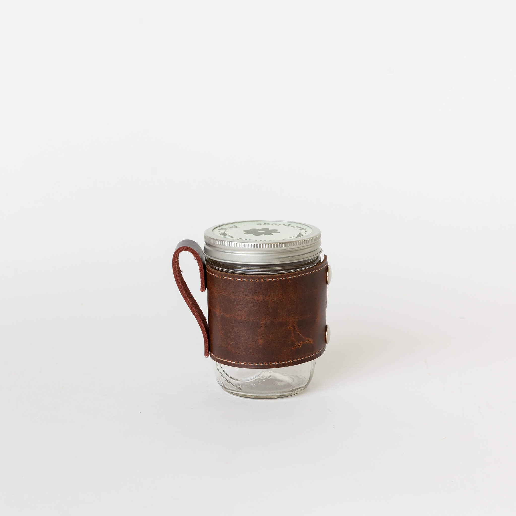 classic leather camp mug holder - chesnut