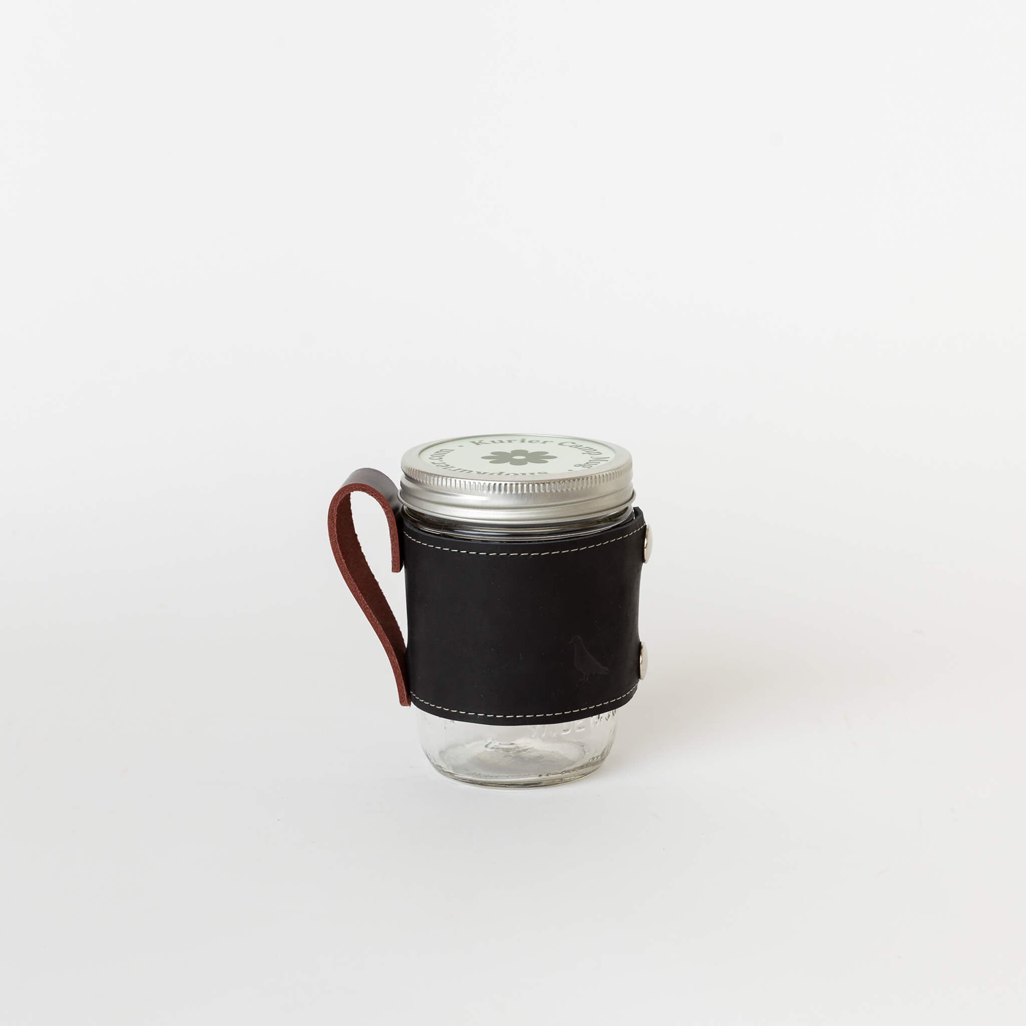 classic leather camp mug holder - coal