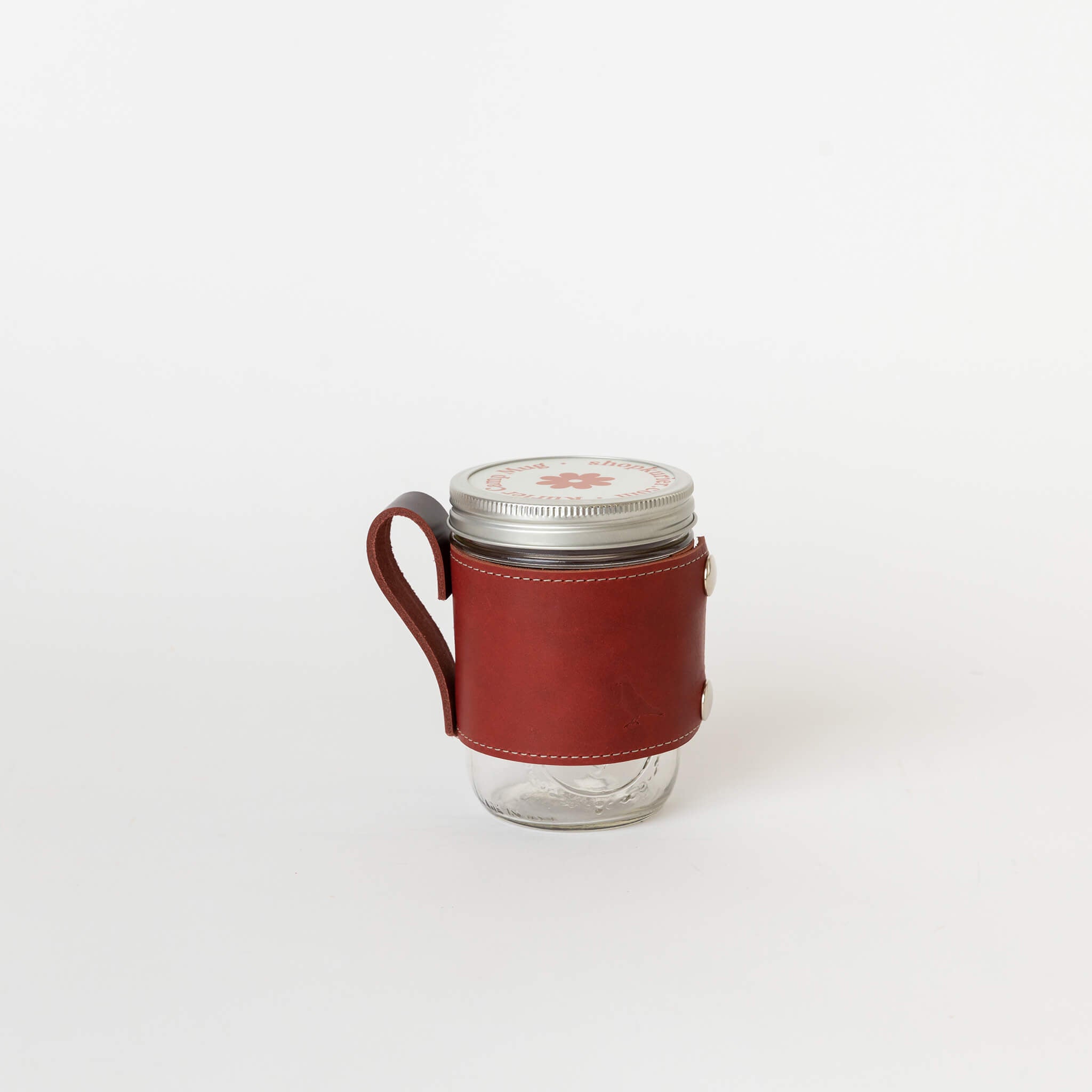 classic leather camp mug holder - cranberry