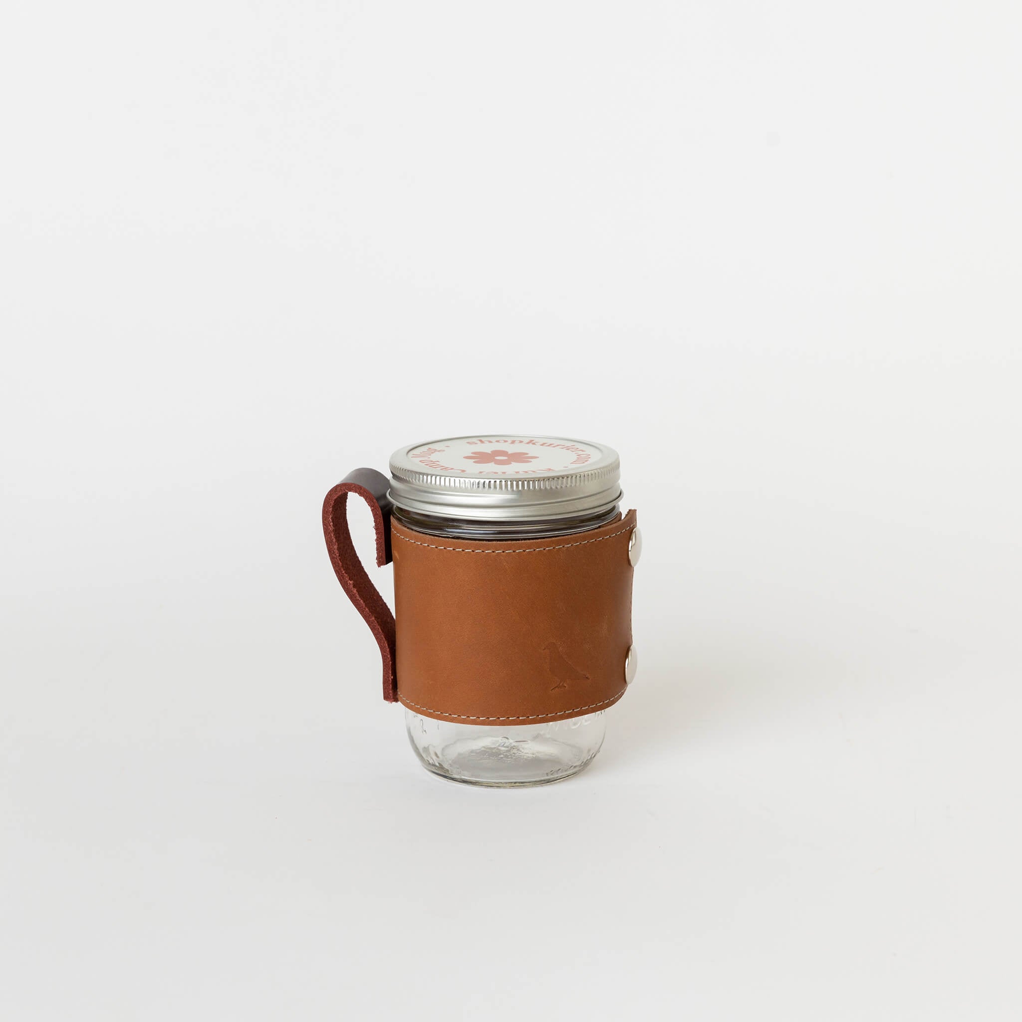 classic leather camp mug holder - teakwood