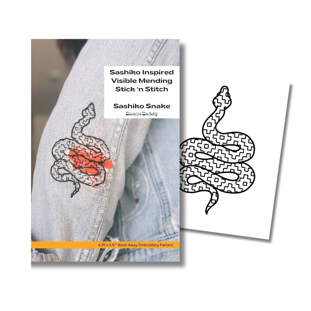 Sashiko Snake - Visible Mending Stick and Stitch Pattern