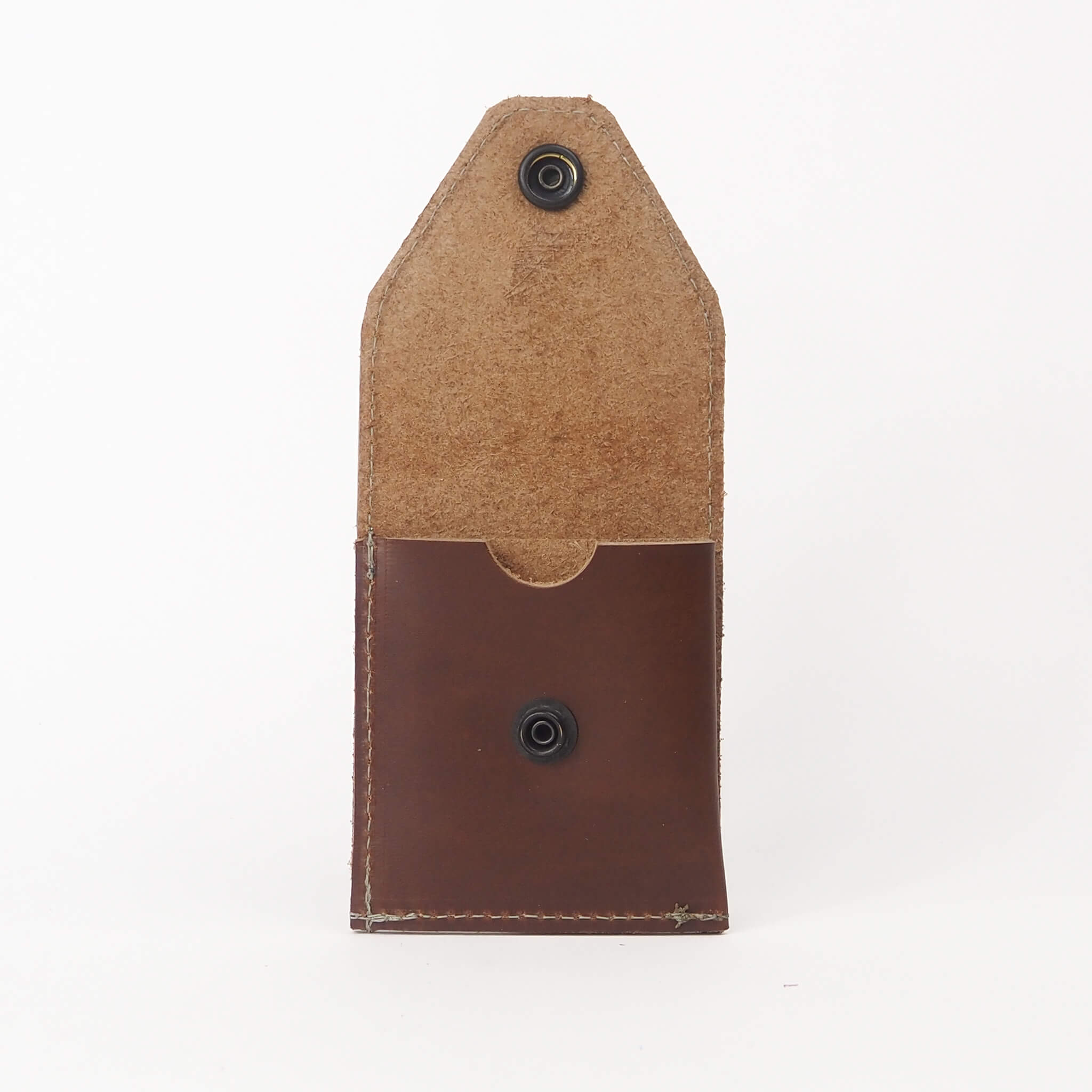 dlo wallet mini envelope unisex handmade leather - pecan open view