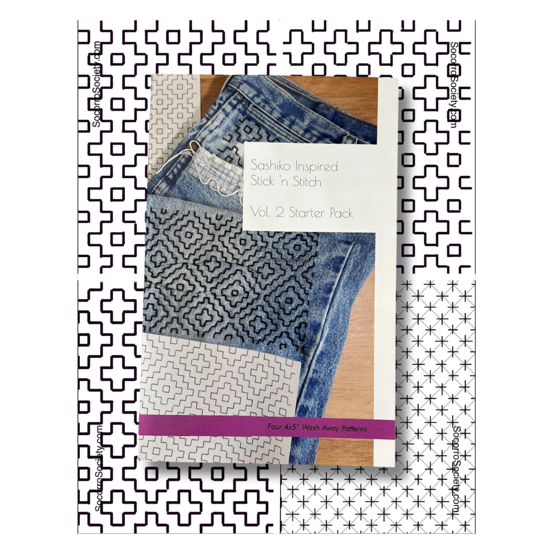 Sashiko Inspired Mending Stick and Stitch Patterns- Vol 2