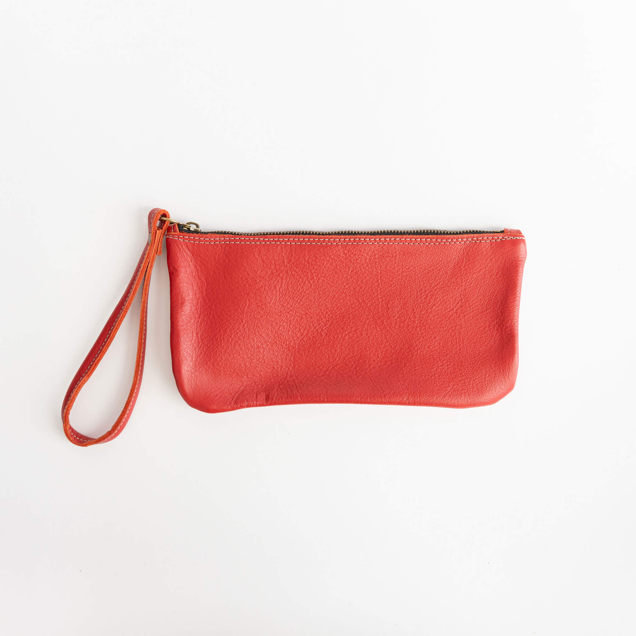 francis clutch - wristlet - handmade leather - poppy front view