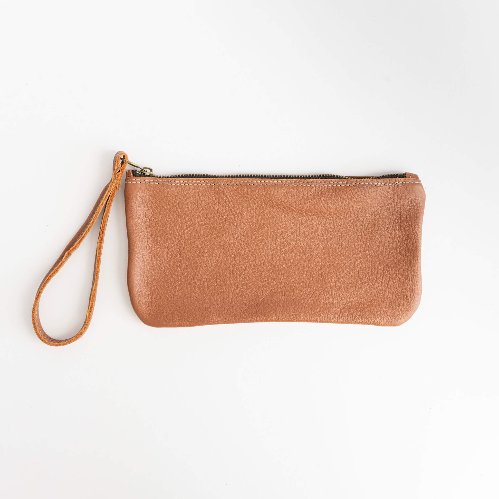 francis clutch - wristlet - handmade leather - tawny front view