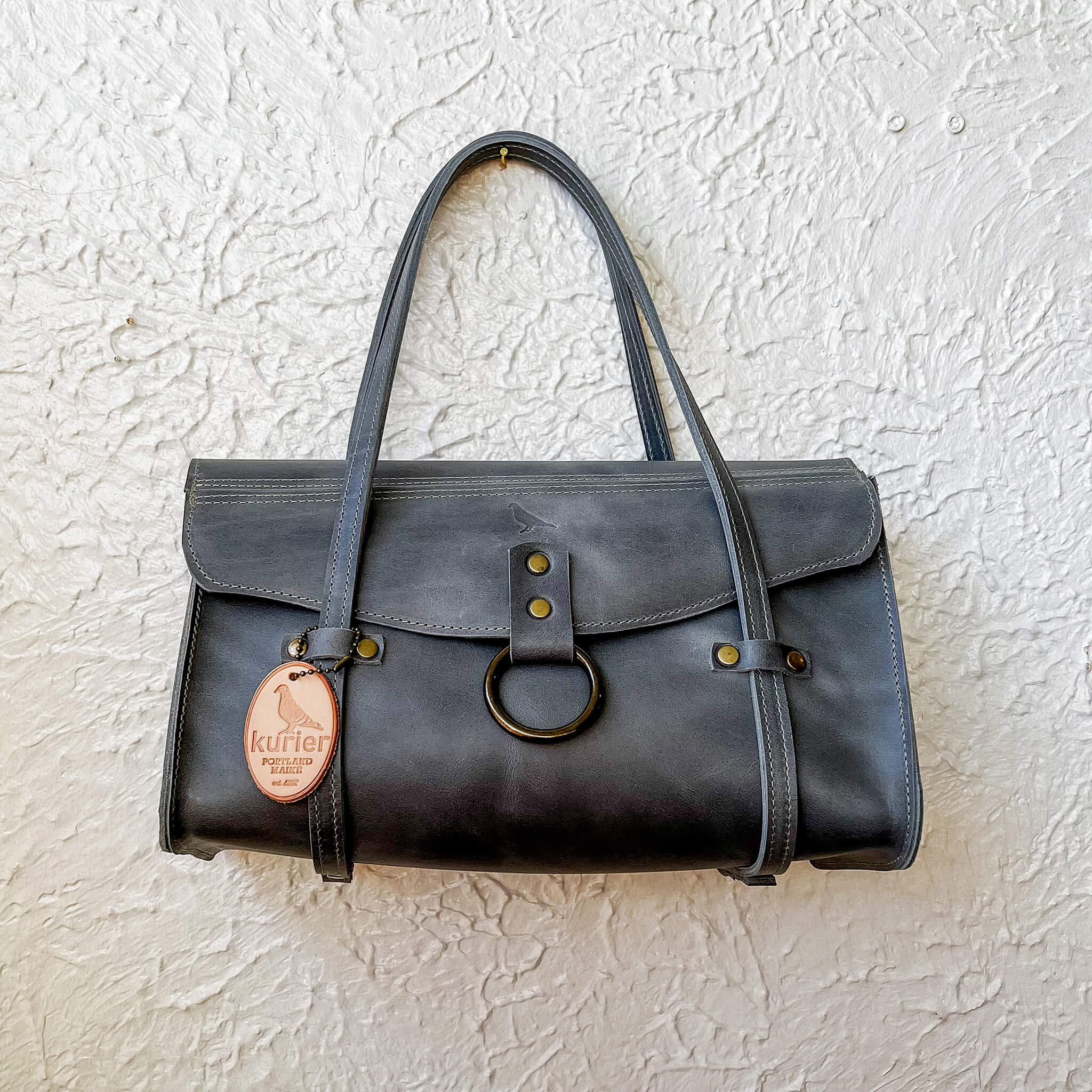 gabrielle handbag - handmade leather - jean front view