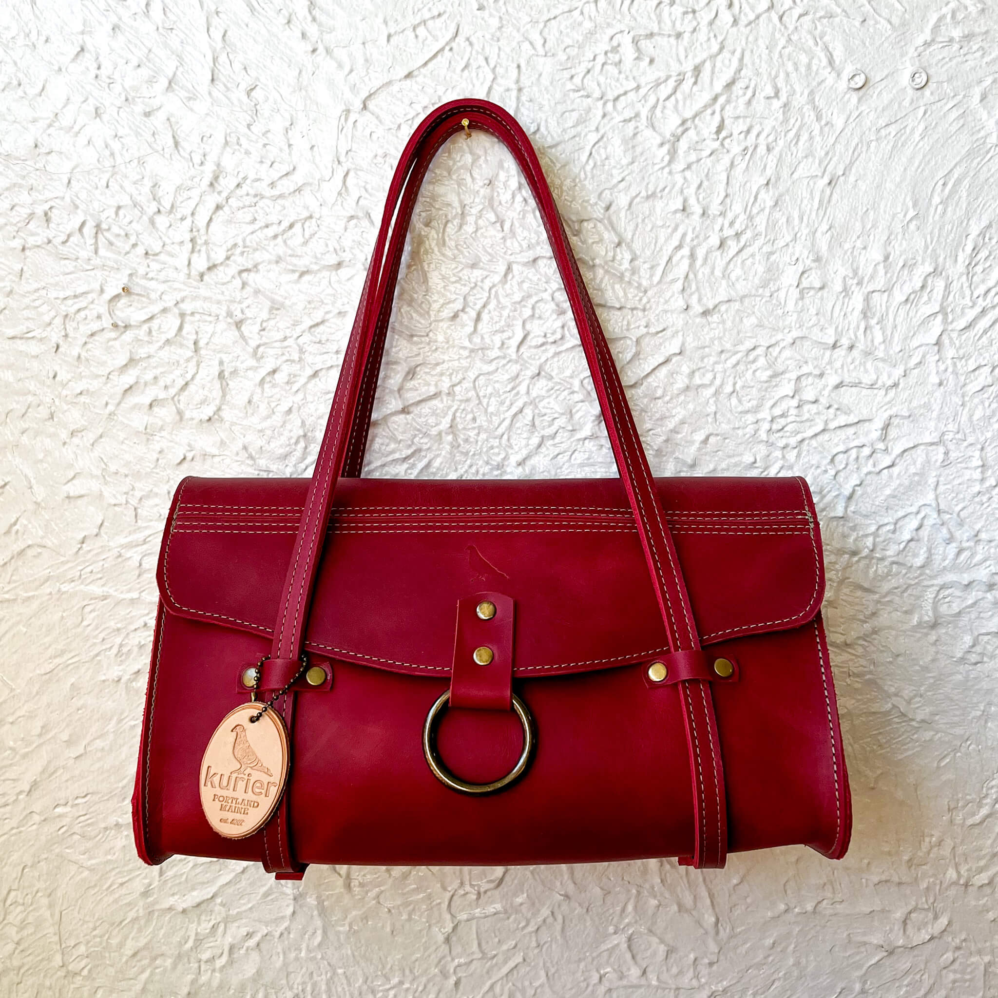 gabrielle handbag - handmade leather - ruby front view