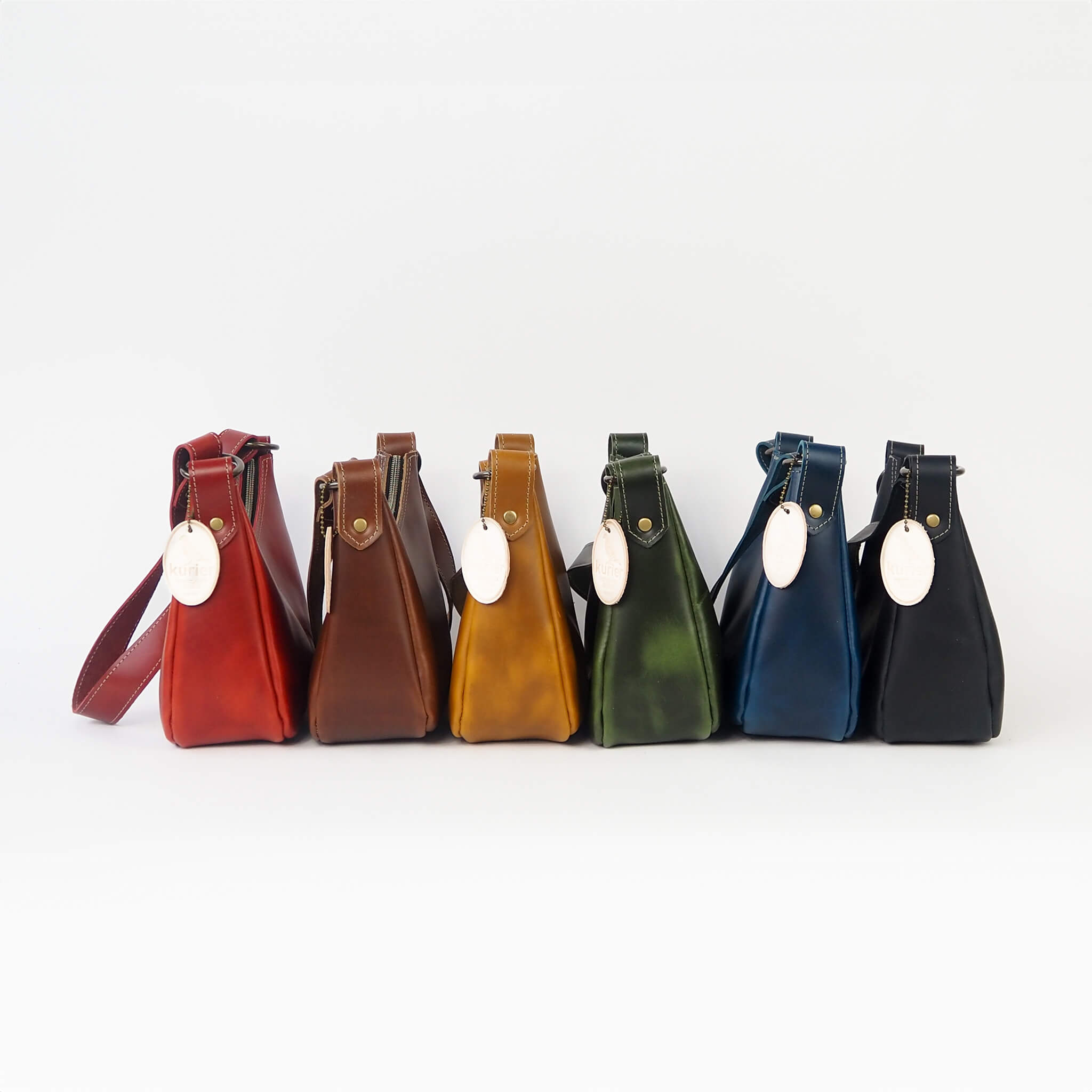gigi handbag compact zipper handmade leather - group view