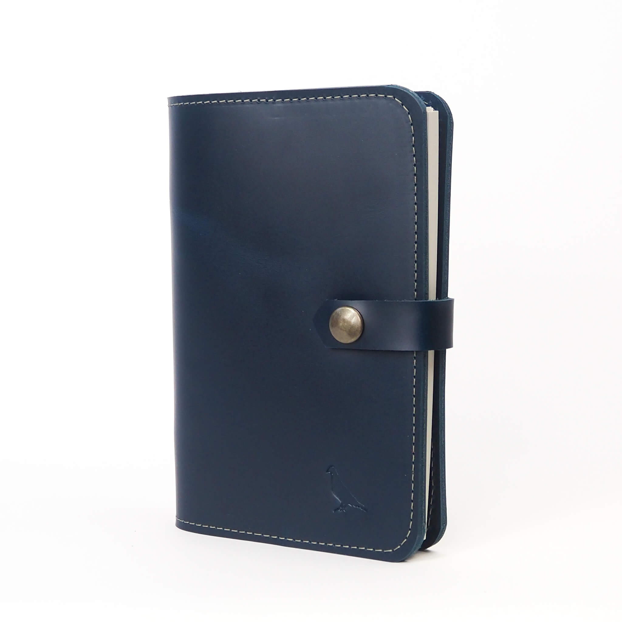 journal a6 - handmade leather - denim front view