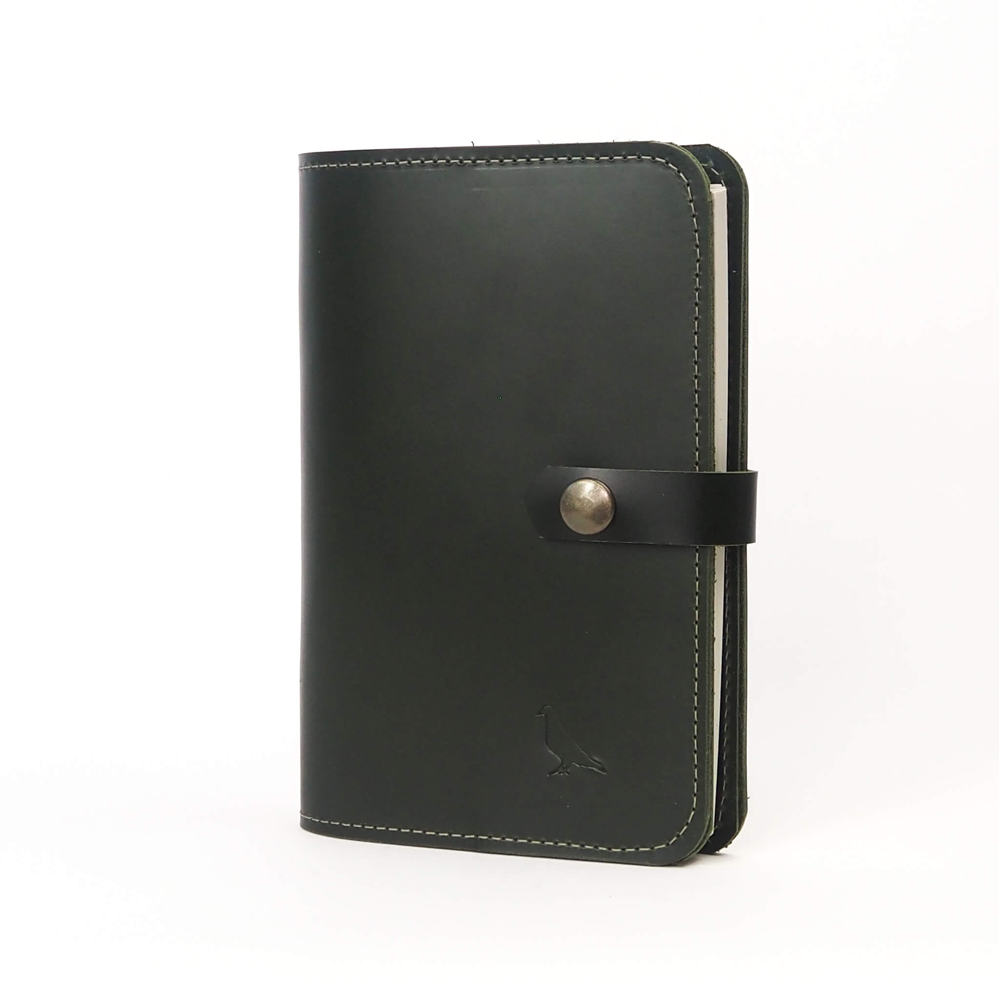 journal a6 - handmade leather - pine front view