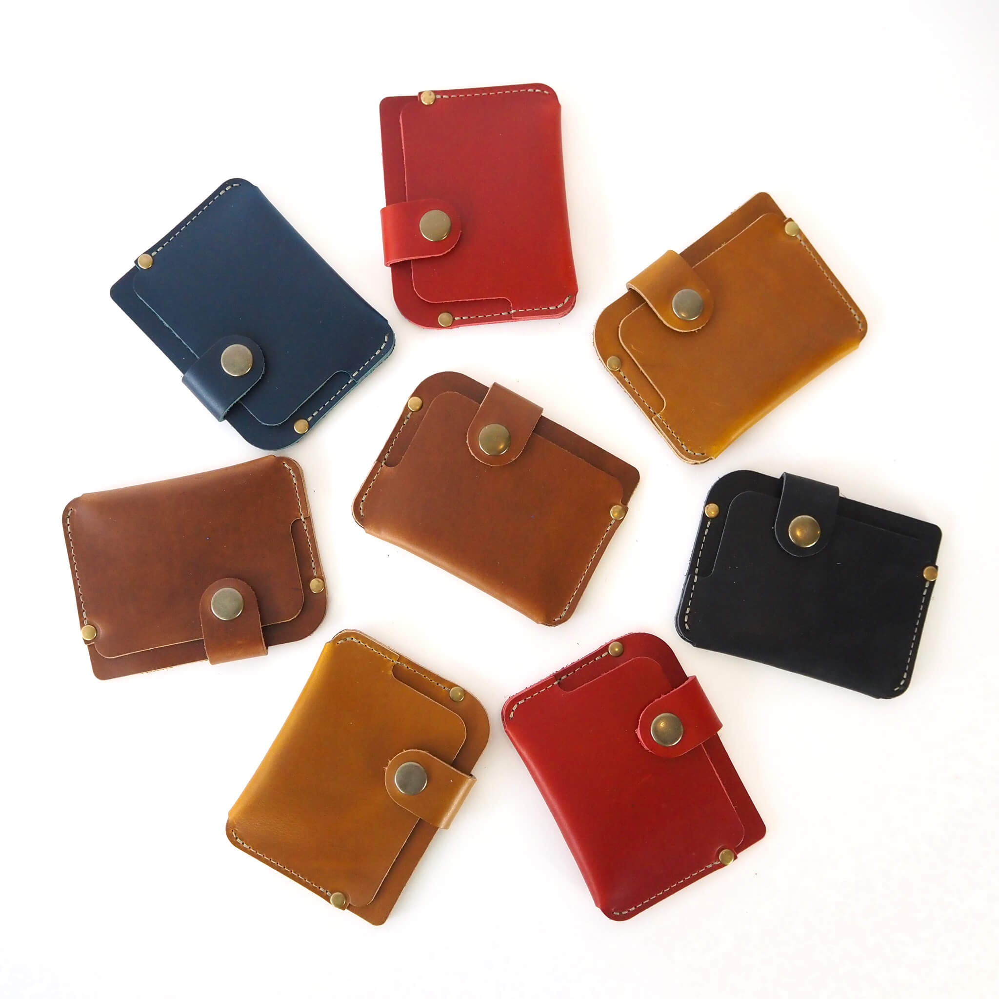 kris wallet -  unisex snap closure - handmade leather - group view