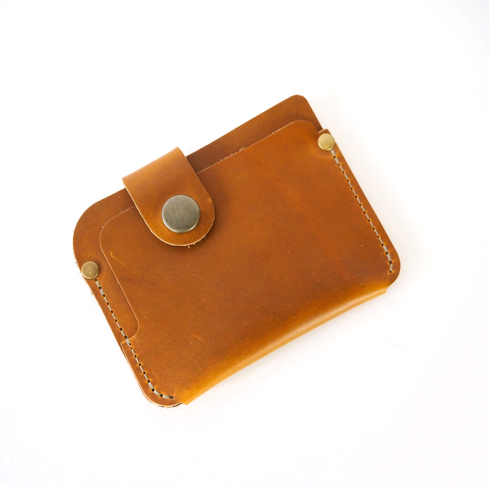 kris wallet -  unisex snap closure - handmade leather - sunflower front view