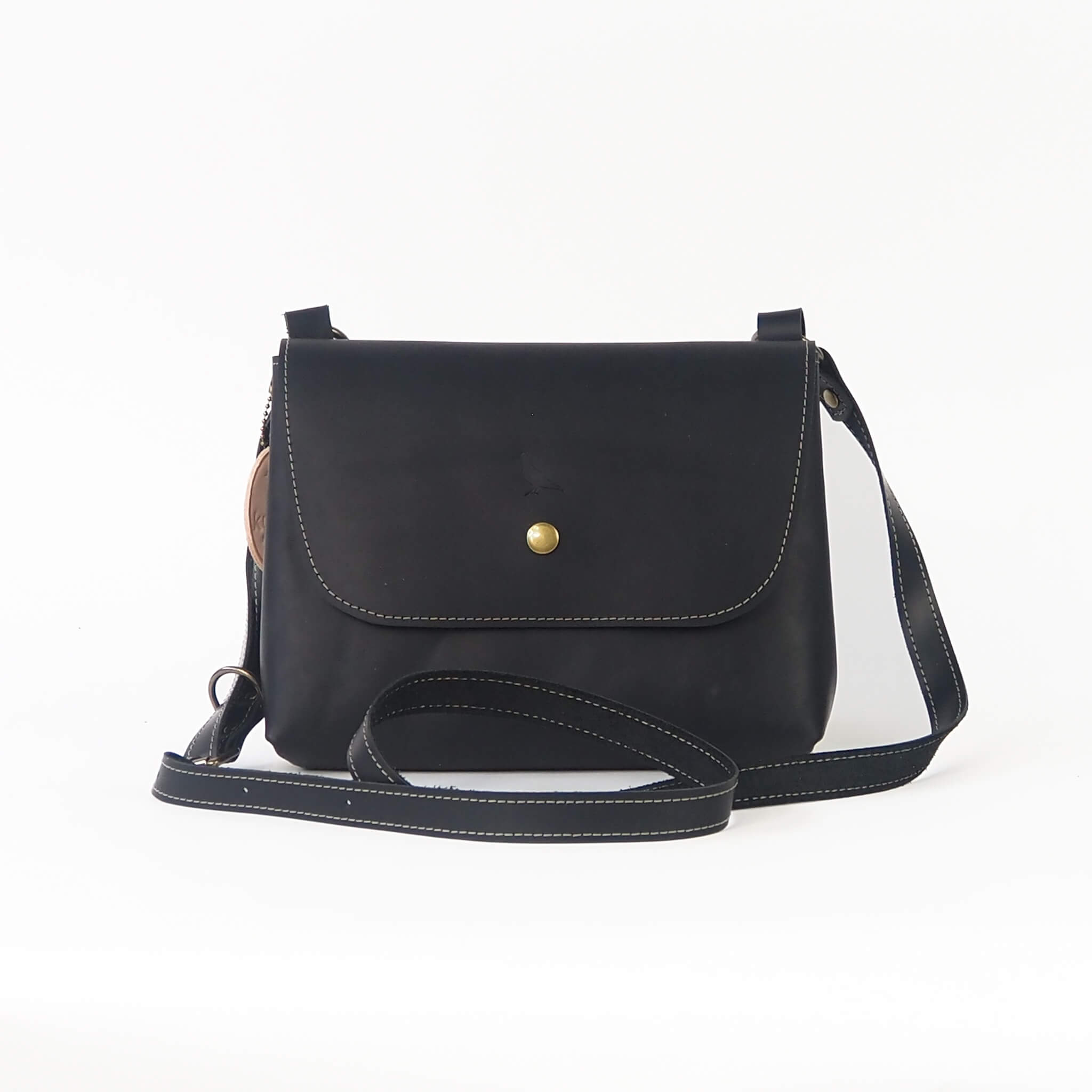lola handbag crossbody adjustable handmade leather - coal front view