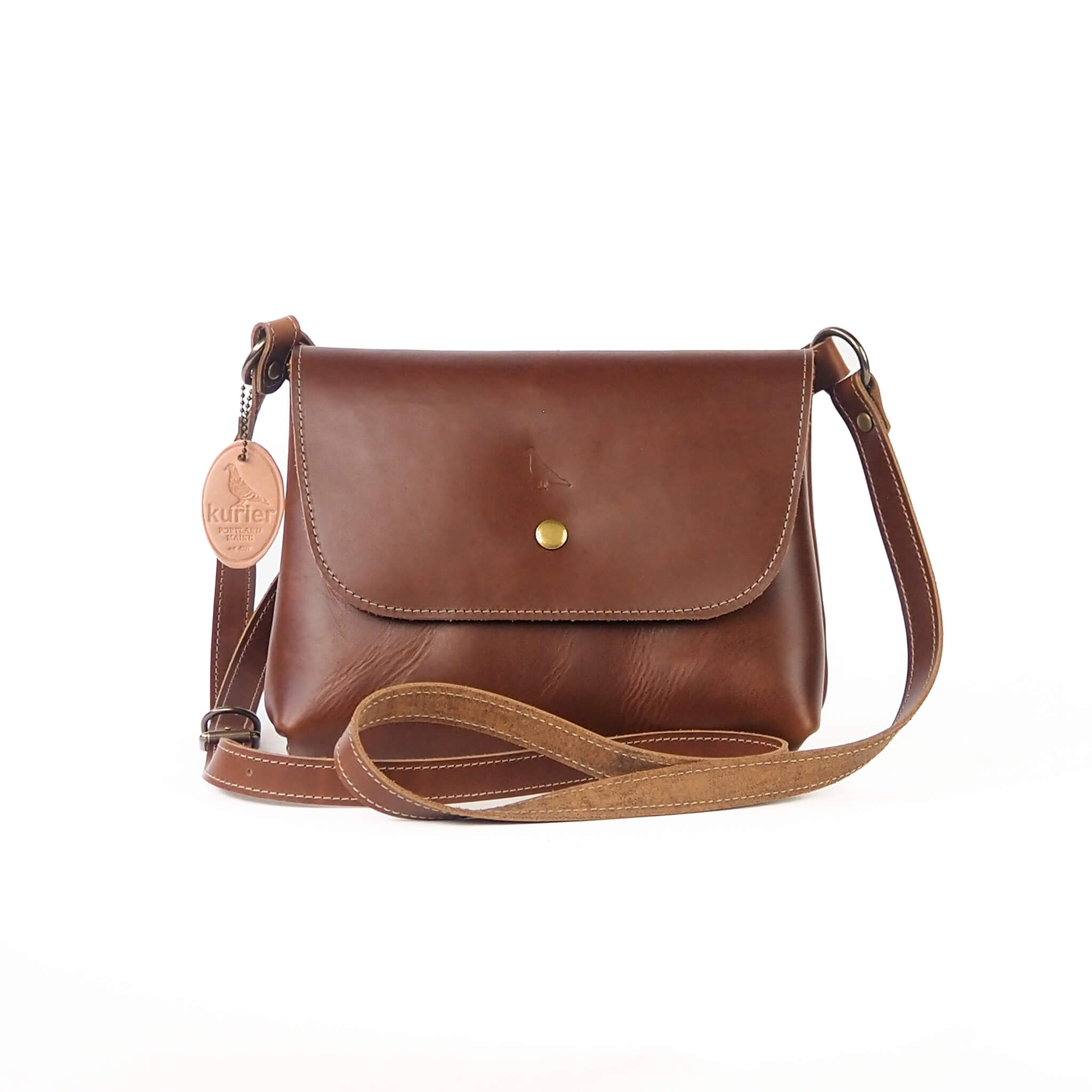 lola handbag crossbody adjustable handmade leather - pecan front view