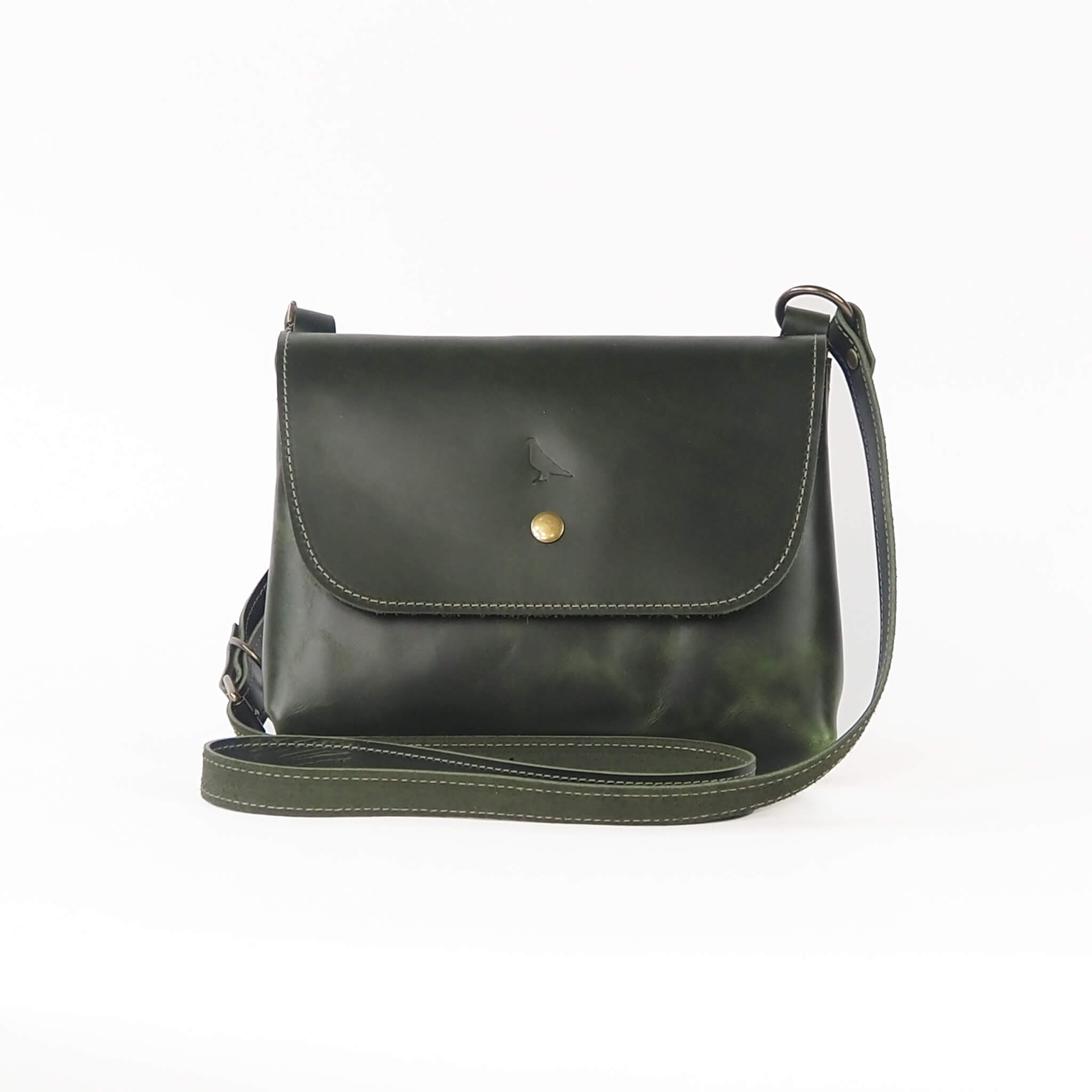 lola handbag crossbody adjustable handmade leather - pine front view