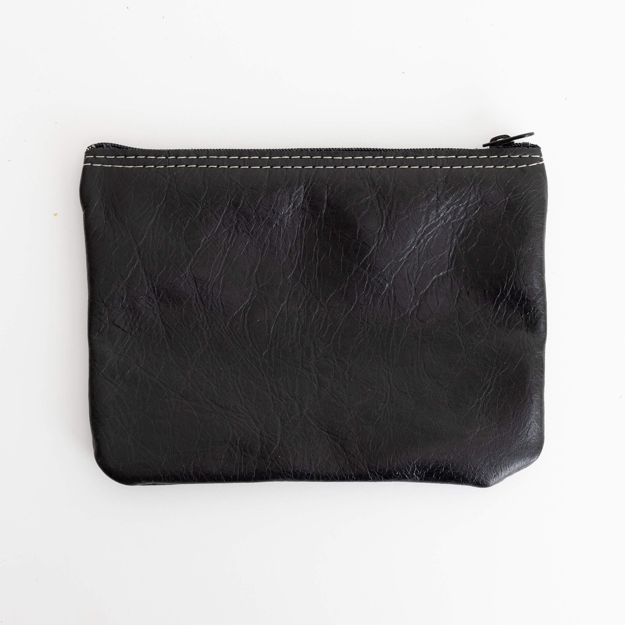 perfect pouch unisex zipper bag - handmade leather - black front view