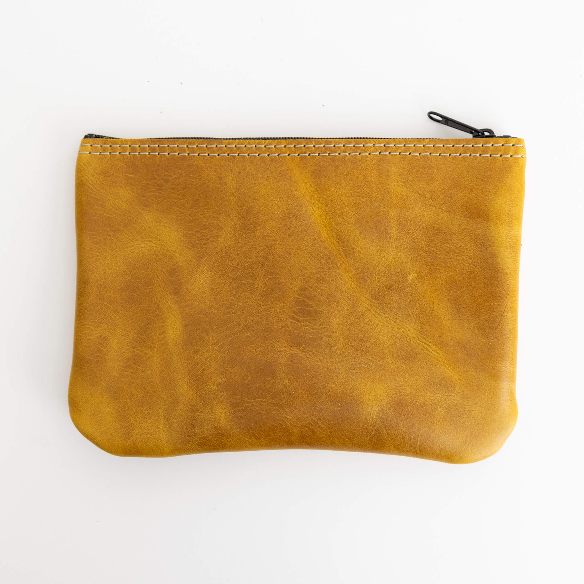 perfect pouch unisex zipper bag - handmade leather - honey front view
