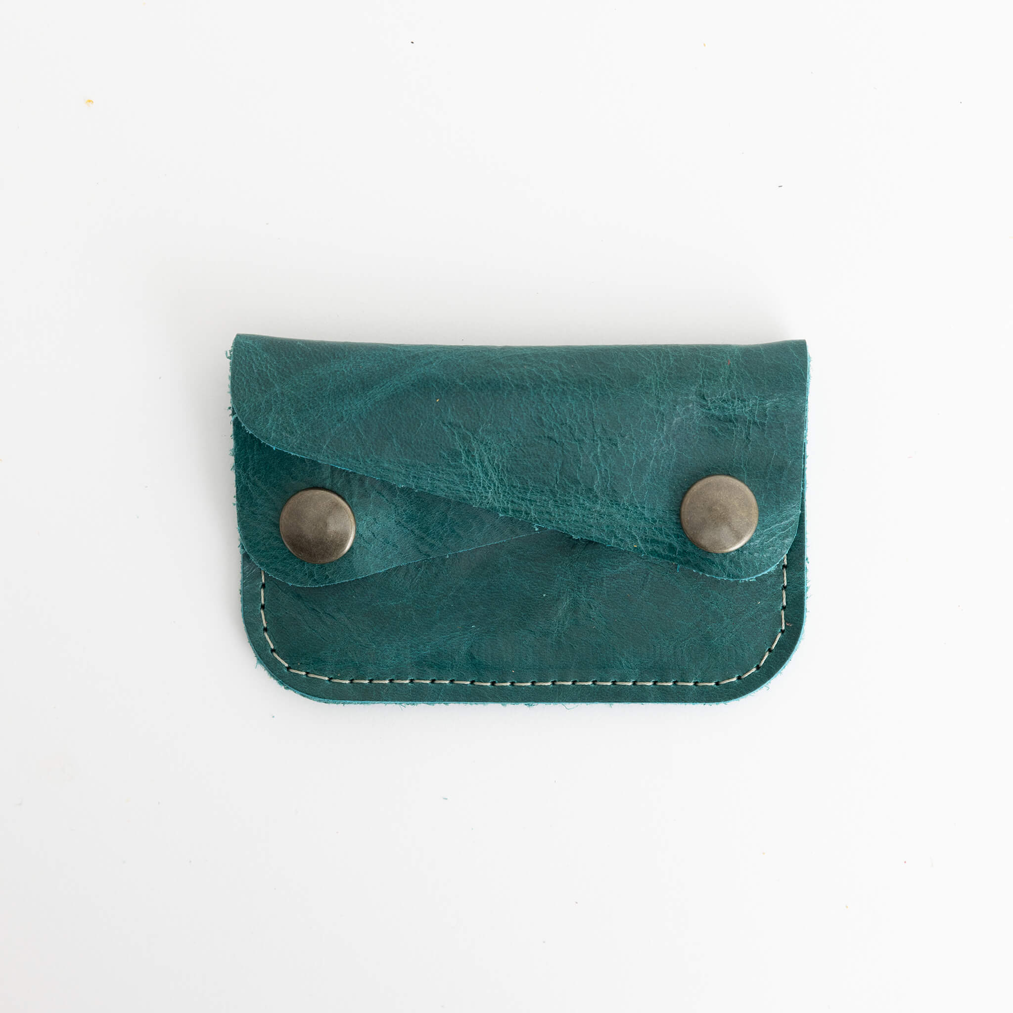 river card wallet - unisex double snap - handmade leather - ocean front view