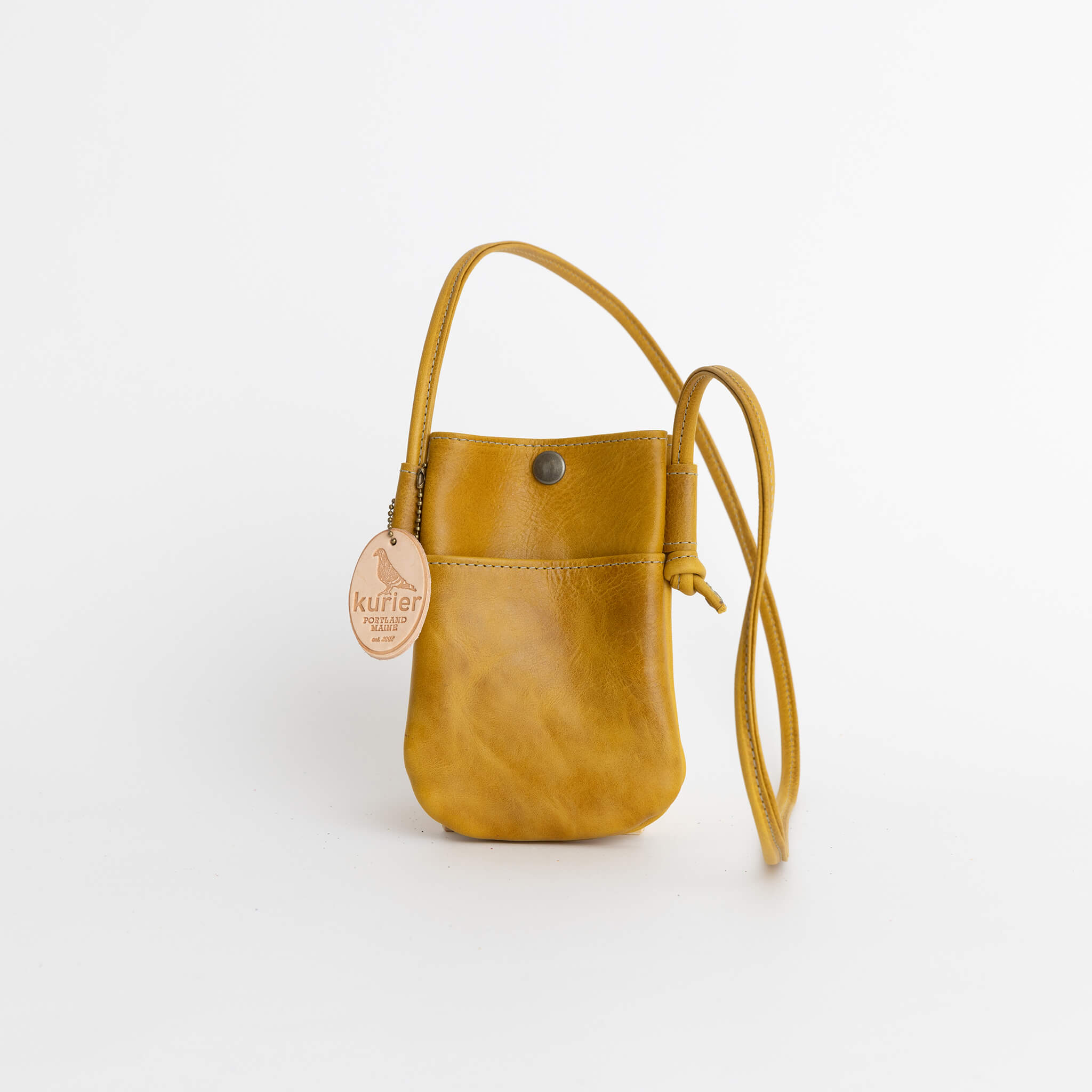 thompson crossbody pouch - handmade leather - honey front view